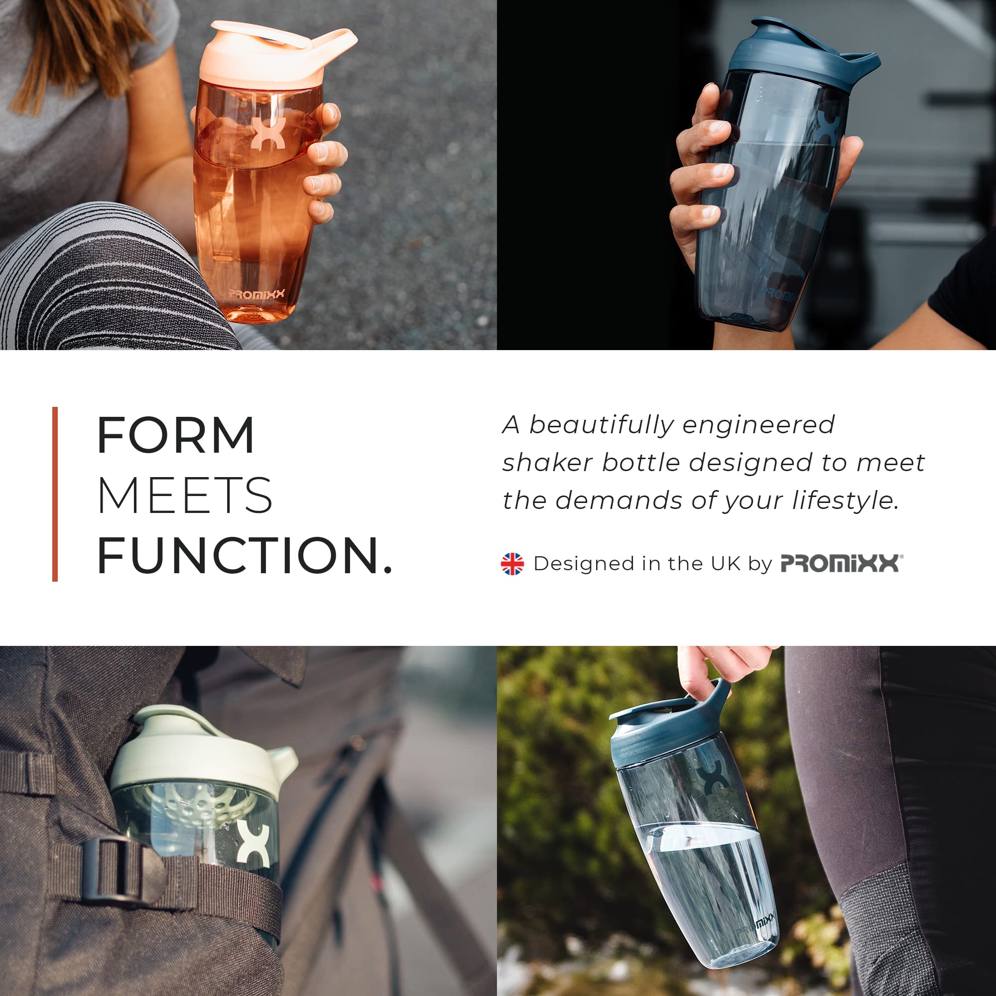 Promixx PURSUIT Protein Shaker Bottle - Premium BPA-Free Sports Water Bottle for Protein Powder, Pre-Workout & Supplements - Leakproof, Easy to Clean Shaker Cup - Perfect for Gym, Fitness & Post-Workout Recovery