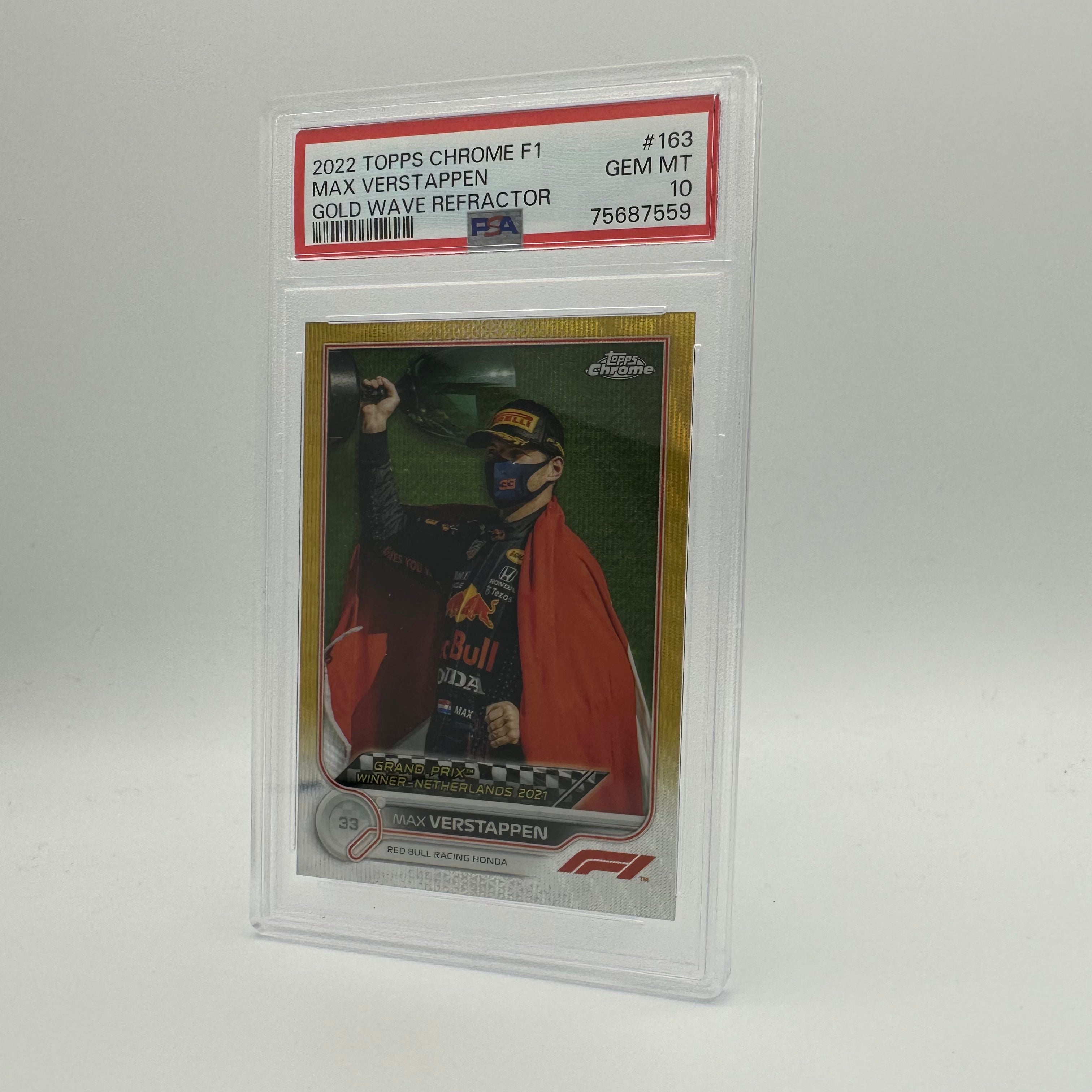 PSA 10 2005 Max Verstappen #163 Gold Wave Refractor Trading Card - Rare Collectible for F1 Fans & Sports Memorabilia Enthusiasts
