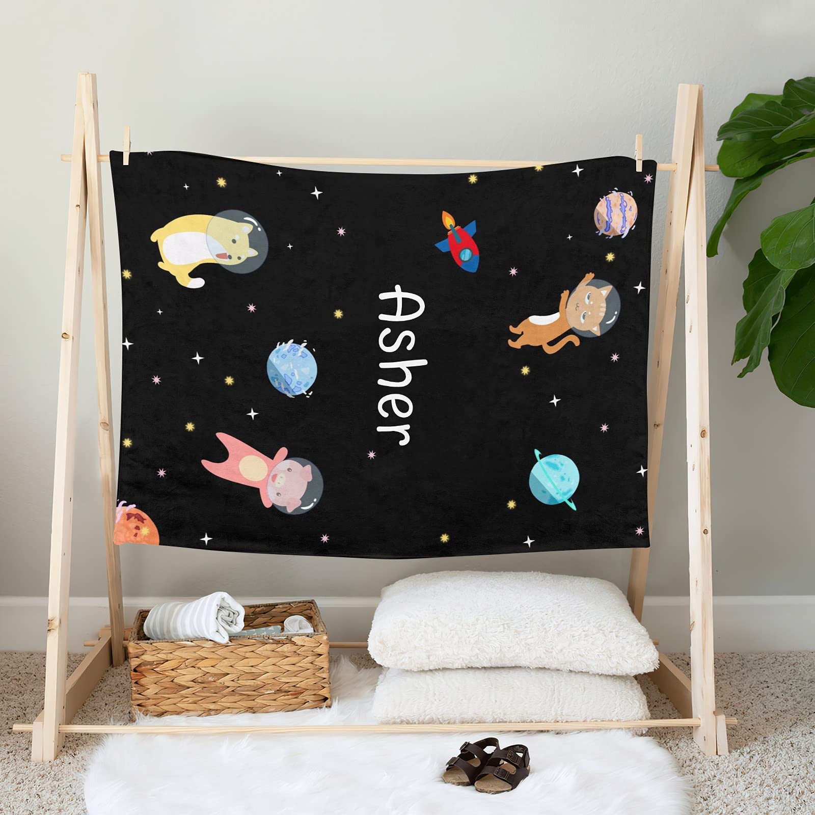 Personalized Baby Blankets for Newborns - Custom Name Swaddle Blanket Gift Set for Girls & Boys (30x40 Inches) - Perfect for Nursery, Christening & Baby Showers