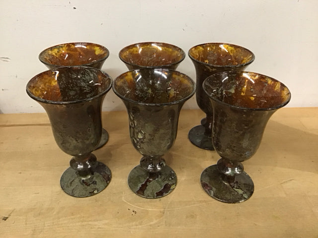Set of 6 Elegant Brown/Bronze Glass Stemware - Perfect for Wine Tasting, Dinner Parties & Home Decor