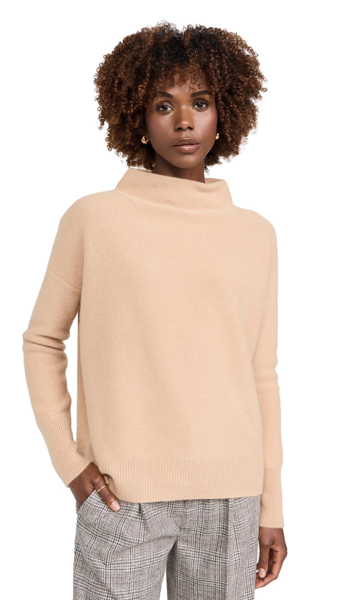 Vince Women's Boiled Wool Funnel Neck Pullover Sweater - Cozy Winter Knitwear for Casual Outfits & Office Wear
