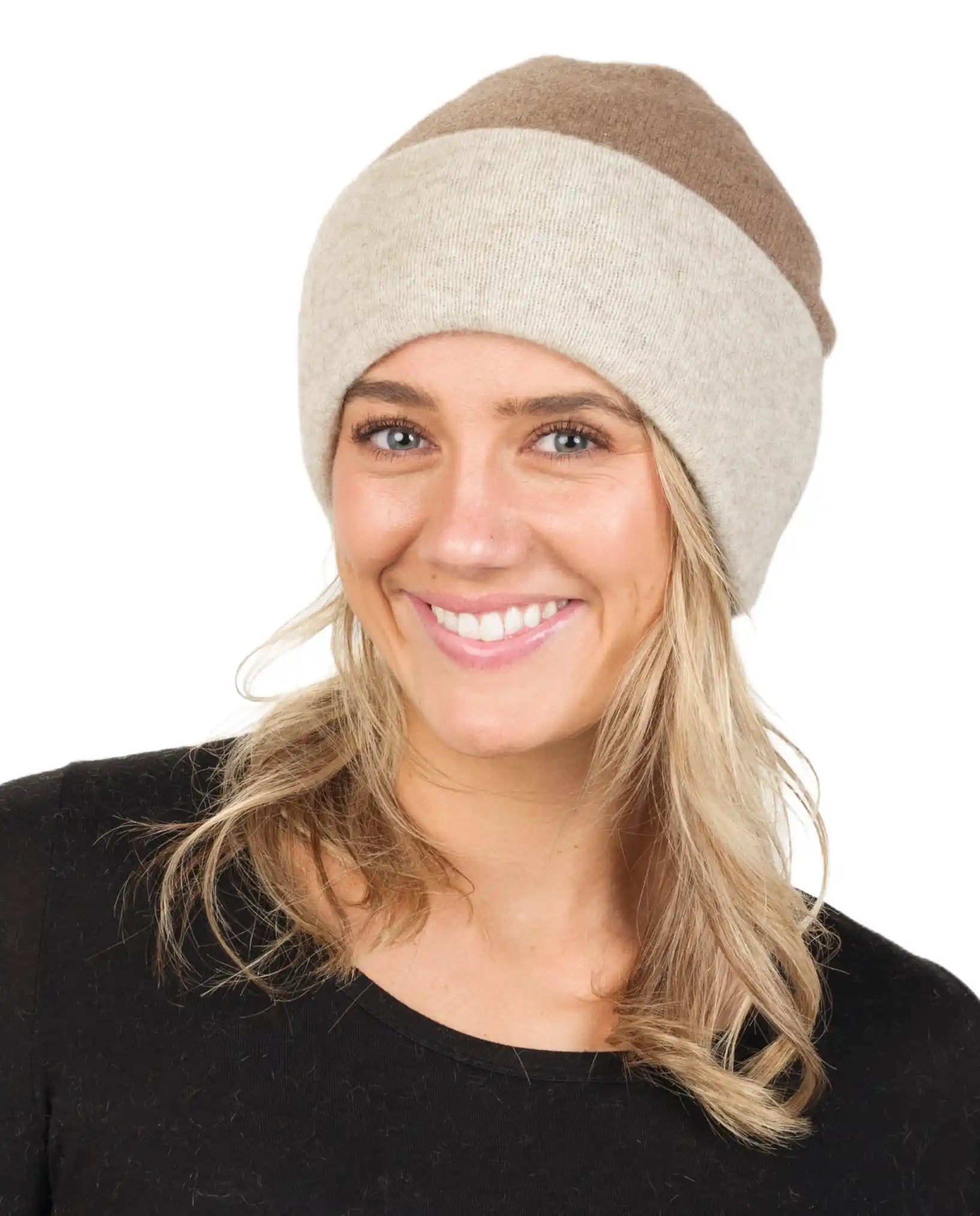 NX740 Reversible Mink & Natural Beanie Hat - Warm Winter Knit Cap for Men & Women - Perfect for Skiing, Snowboarding & Outdoor Activities