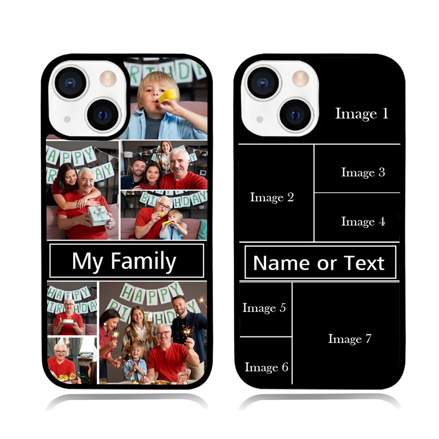 **Custom Photo Collage Phone Case - Personalized Birthday Gift for Mom, Dad, Family - Compatible with iPhone X/XS/XR/11/12/13 Pro Max - Black Case with Custom Name & Multiple Pictures - Perfect for Holidays, Anniversaries & Special Occasions**