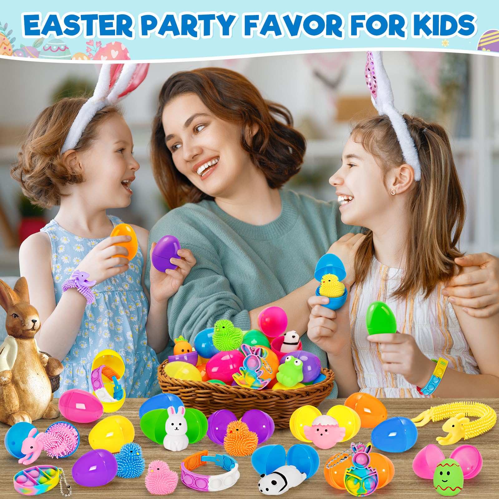 36 Packs Prefilled Easter Eggs with Toys Inside - Plastic Easter Eggs for Easter Basket Stuffers, Easter Egg Hunt Prizes & Classroom Rewards - Fun Easter Party Favors & Holiday Decorations