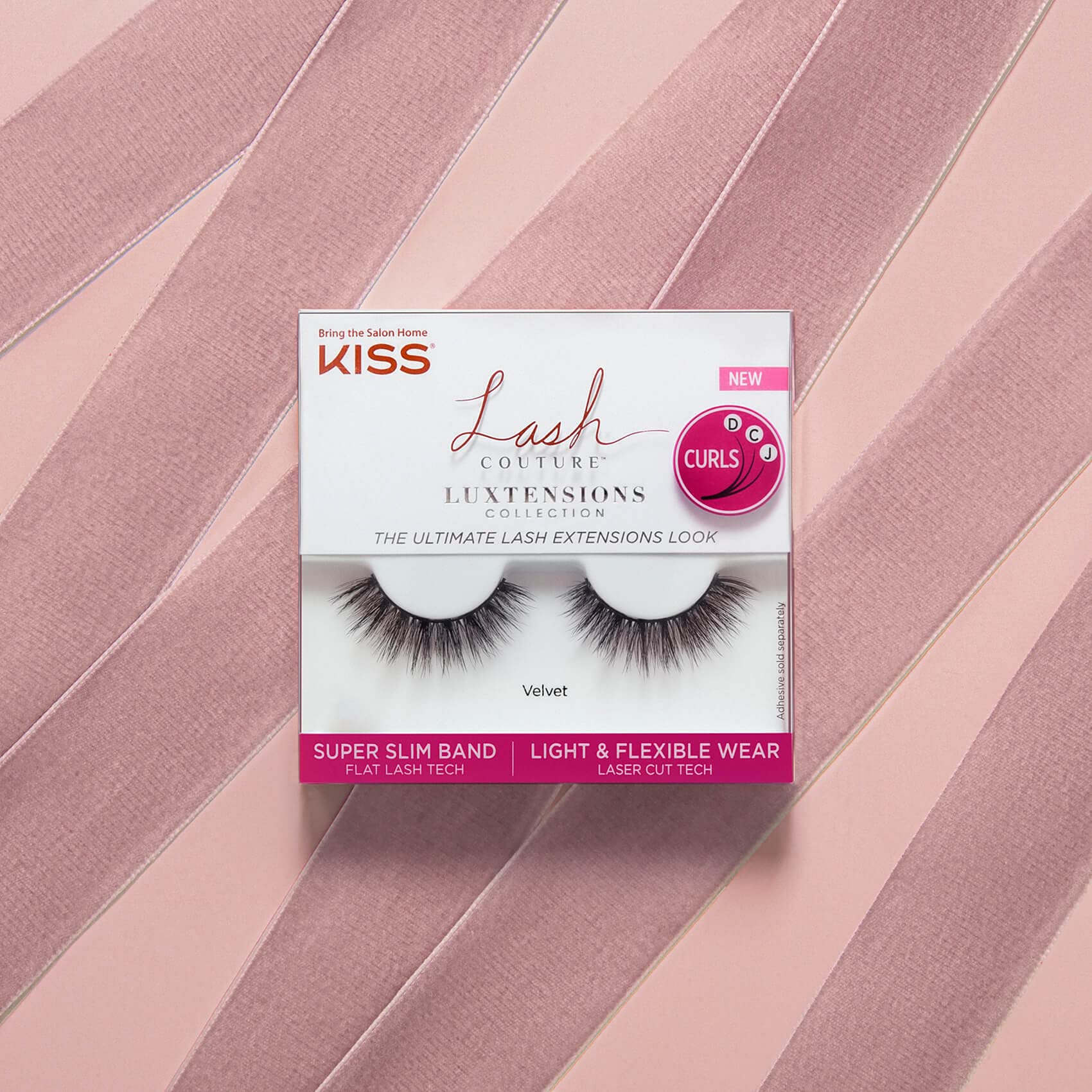 KISS Lash Couture LuXtensions Collection - 1 Pair Velour False Eyelashes with Flexible Band & Eyelash Glue | Lightweight, Natural Look for Everyday Wear & Special Occasions
