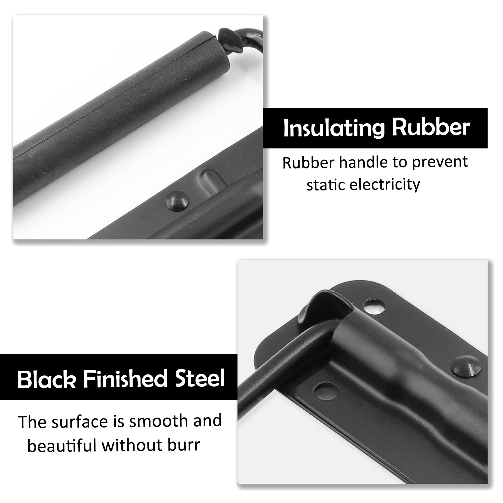2Pcs Black 304 Stainless Steel Surface Mount Spring Loaded Speaker Case Handles - 5.47