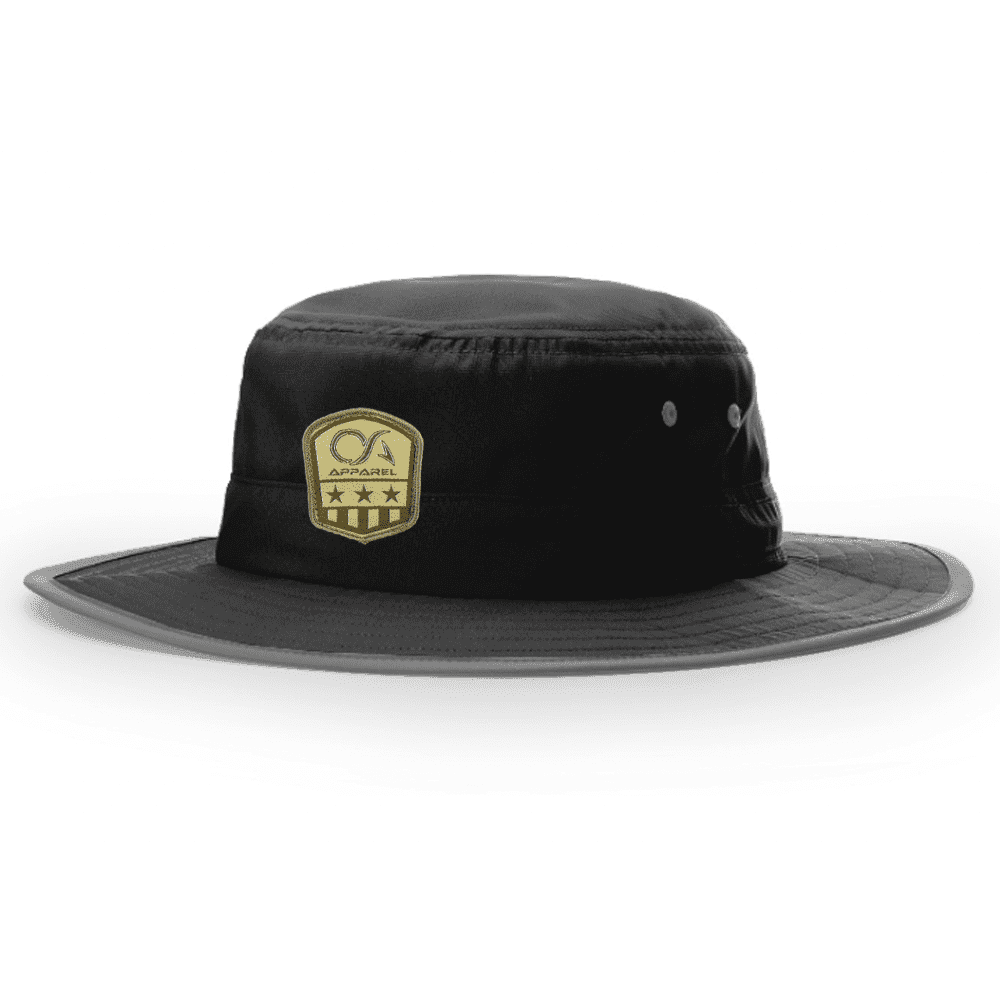 OA Apparel Bucket Hat - Black Military Style with Army Patch | Sun Protection Outdoor Hats for Hiking, Fishing & Casual Wear