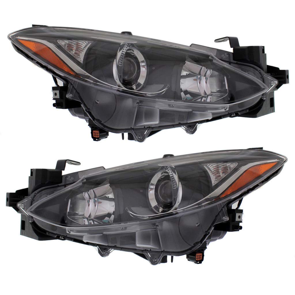 CarLights360: DOT Certified Headlight Assembly for 2014-2016 Mazda 3 (Driver & Passenger Side) - Includes Bulbs - Replaces MA2502144 & MA2503144 - Perfect for Night Driving and Foggy Conditions