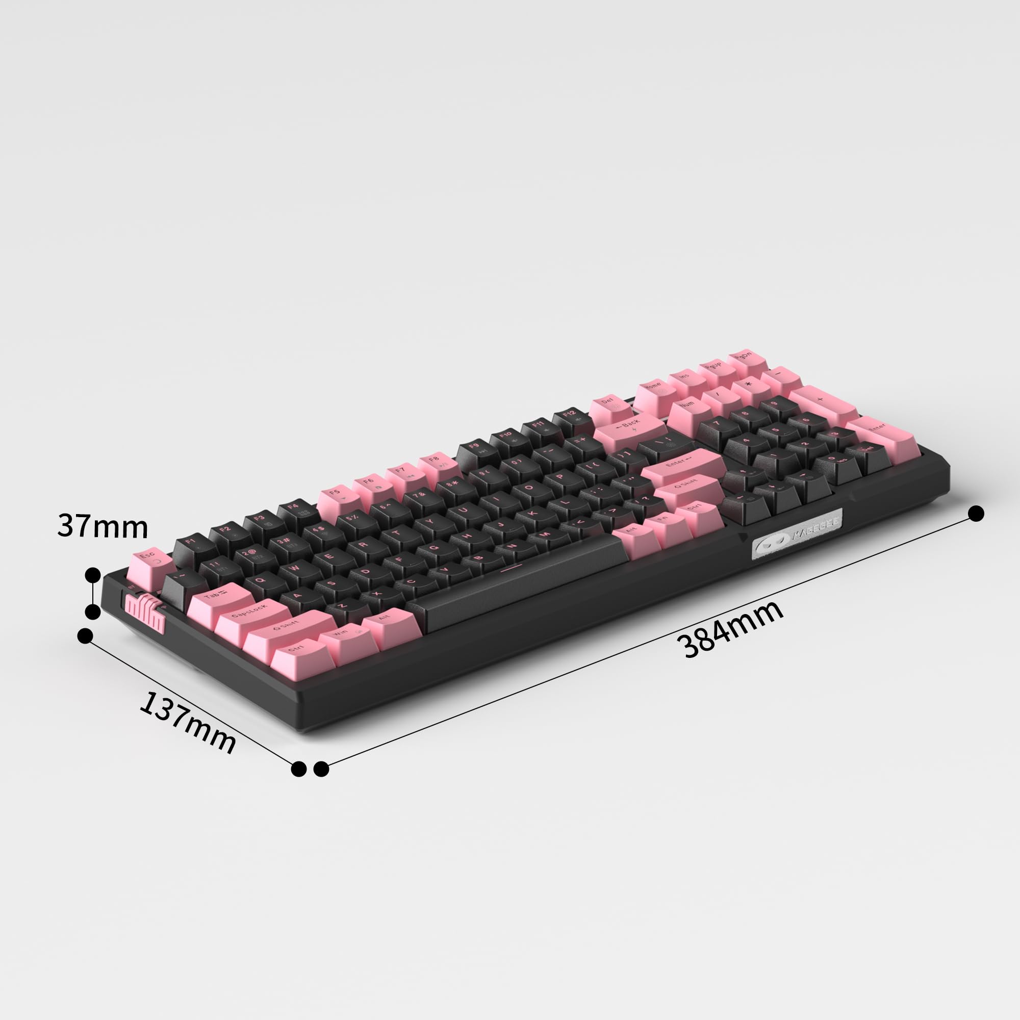 MageGee SKY98 Wireless Mechanical Gaming Keyboard - 96% Hot Swappable RGB Backlit, 5-Layer Sound Padding, Bluetooth/2.4G/USB-C Connectivity, NKRO for Windows & Mac (Pink & Black, Blue Whale Switch) - Perfect for Gaming, Office Work & Typing Enthusiasts