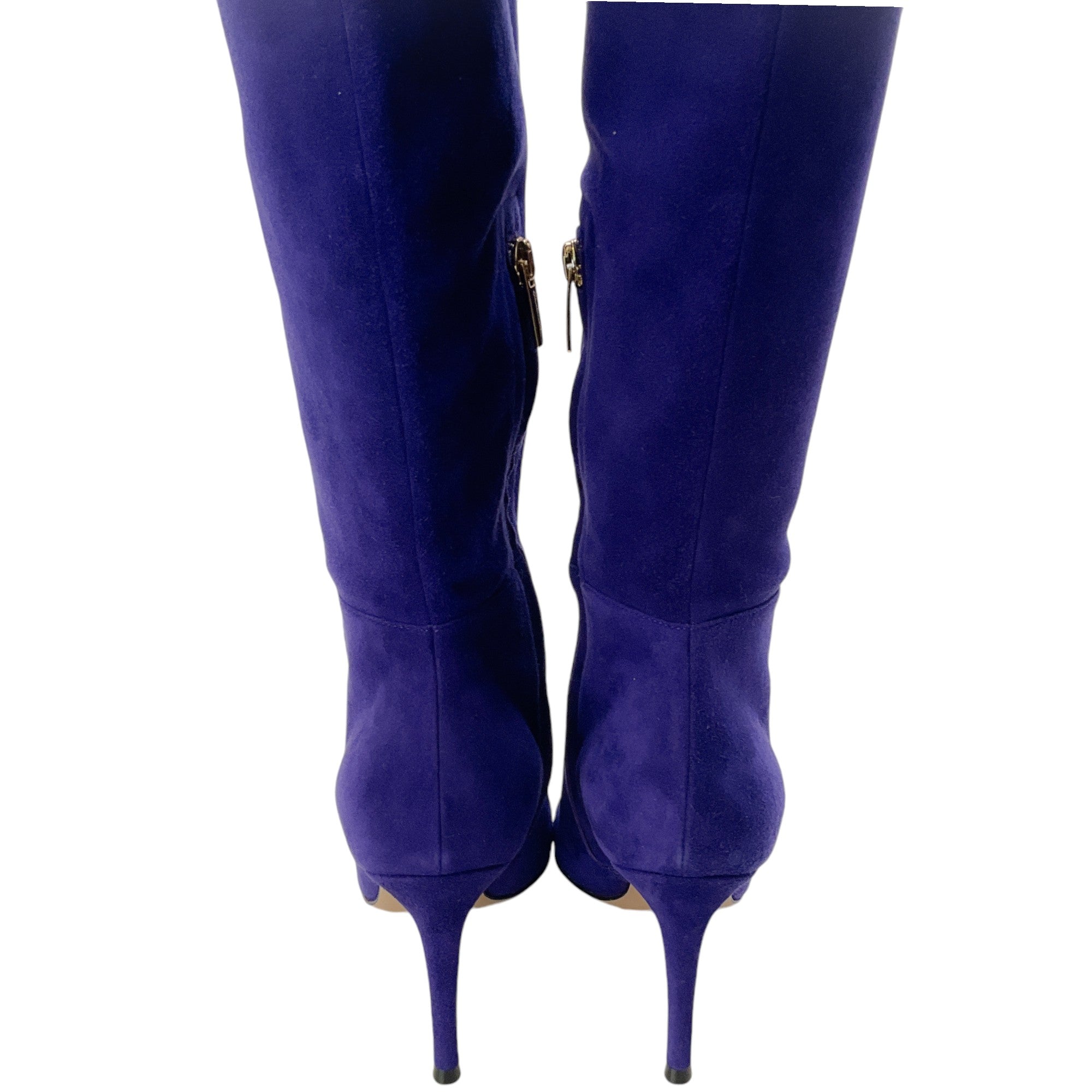 Gianvito Rossi Purple Suede Jules Knee High Boots for Women - Luxury Fashion Boots for Fall Winter, Date Night & Evening Outfits