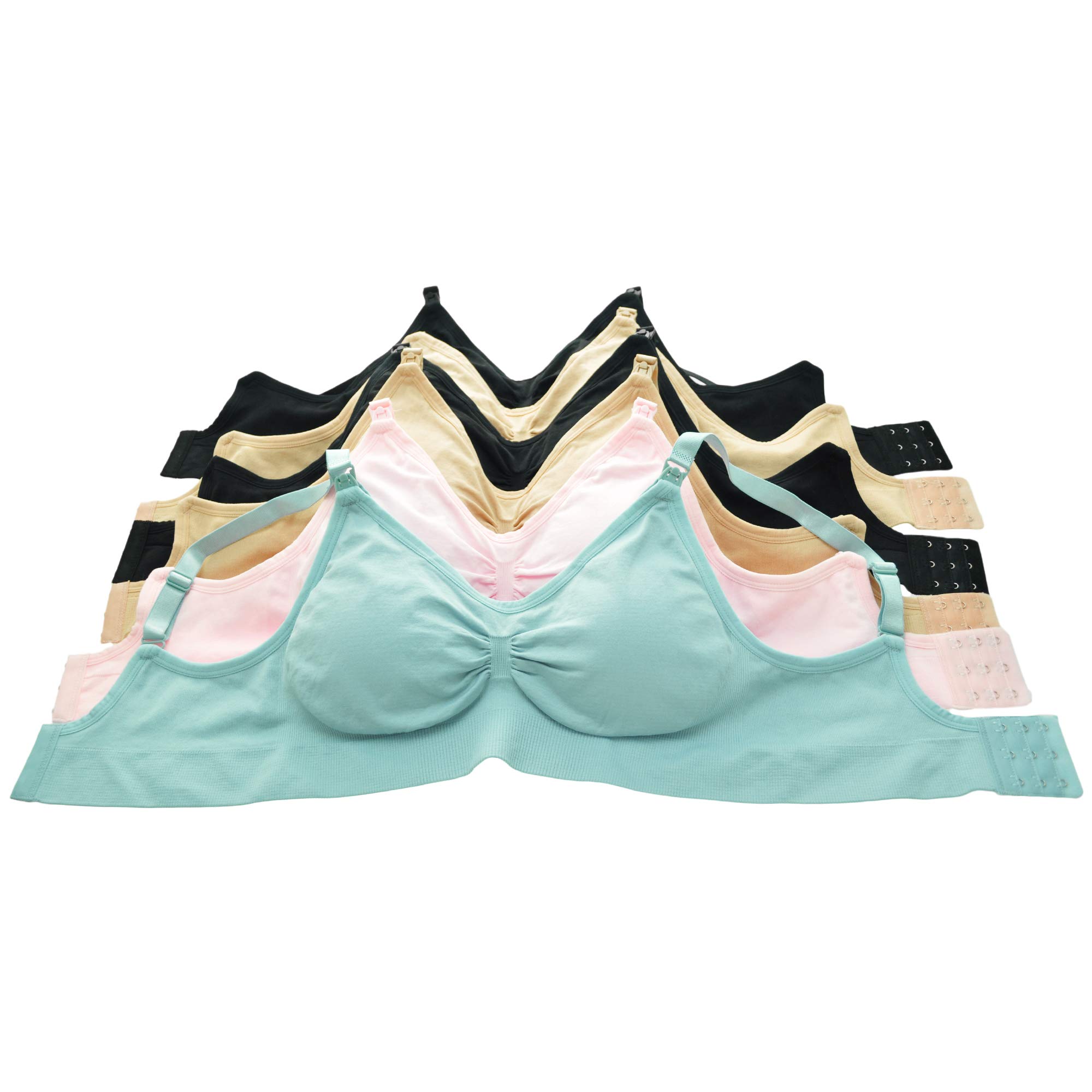 Angelina Women's Seamless Nursing Bras with Ruched Cups - 6 Pack Comfortable Maternity Bras for Breastfeeding - Perfect for Pregnancy, Postpartum & Everyday Wear
