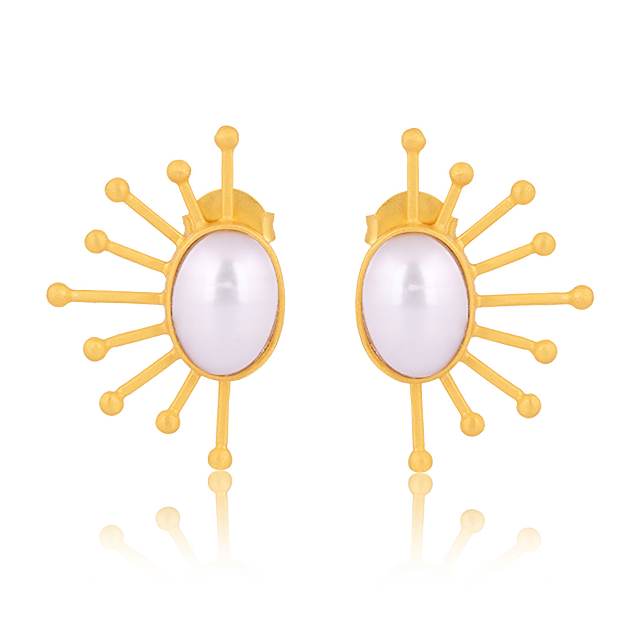 Ray of Sunshine Pearl Stud Earrings - Elegant & Dainty Jewelry for Women - Perfect for Everyday Wear, Office, Parties & Special Occasions