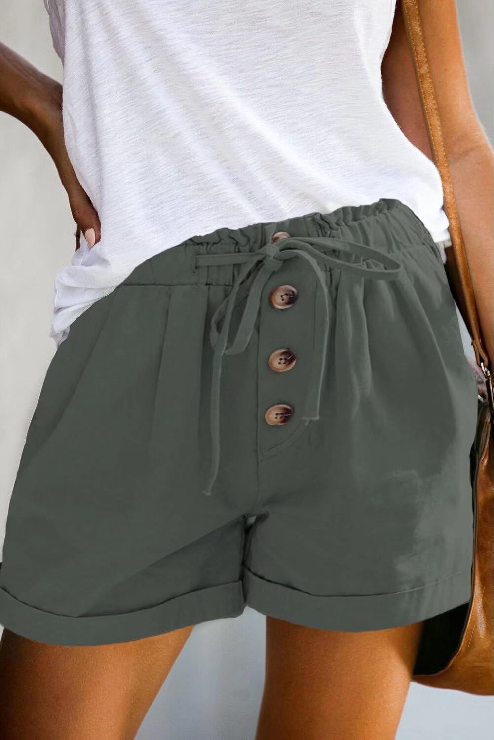 FEKOAFE Women's High Waist Cotton Shorts with Drawstring - Comfortable Summer Shorts for Women 2025 Trendy Casual Wear (Sizes S-2XL) - Perfect for Beach, Gym, Yoga and Everyday Outfits