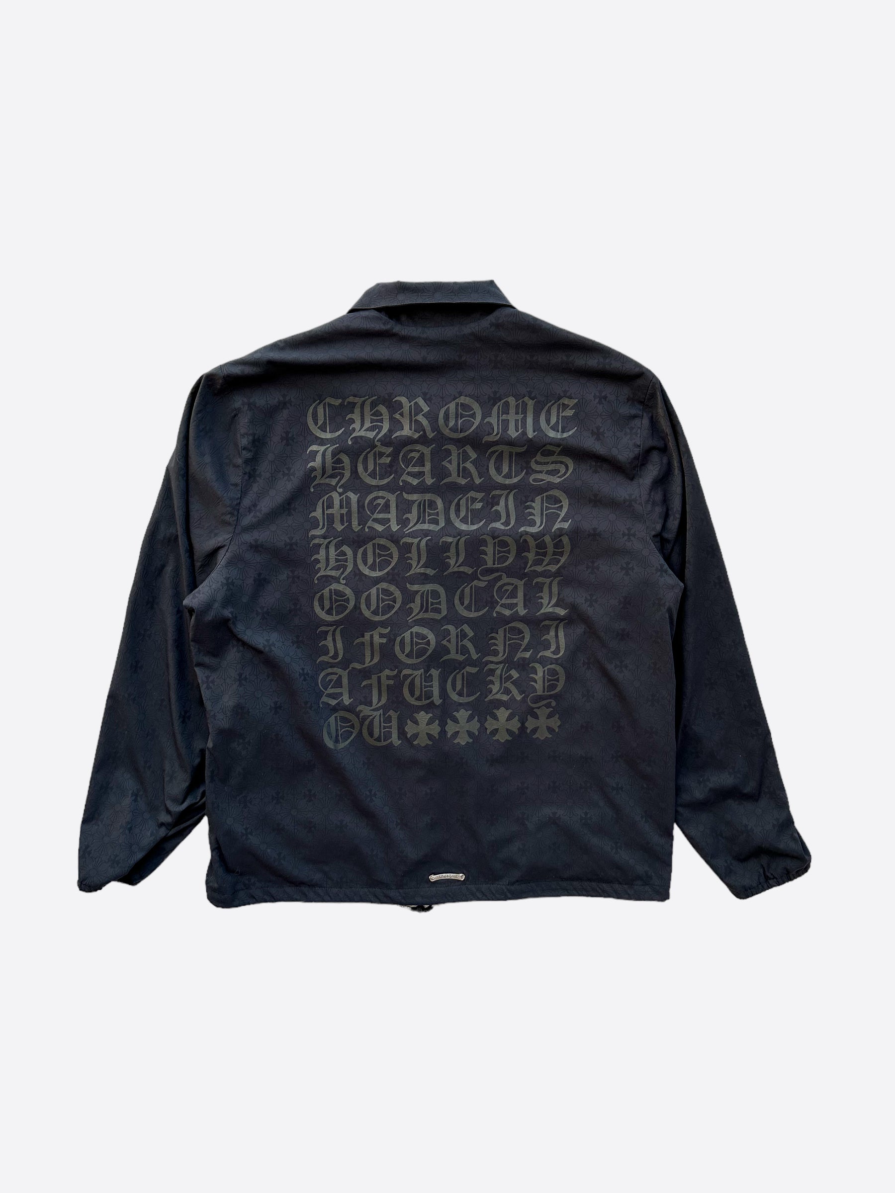 Chrome Hearts Black Riggins Cross Print Coaches Jacket | Stylish Vintage-Inspired Baseball Jacket for Men | Perfect for Streetwear, Casual Outfits & Fashion Statements