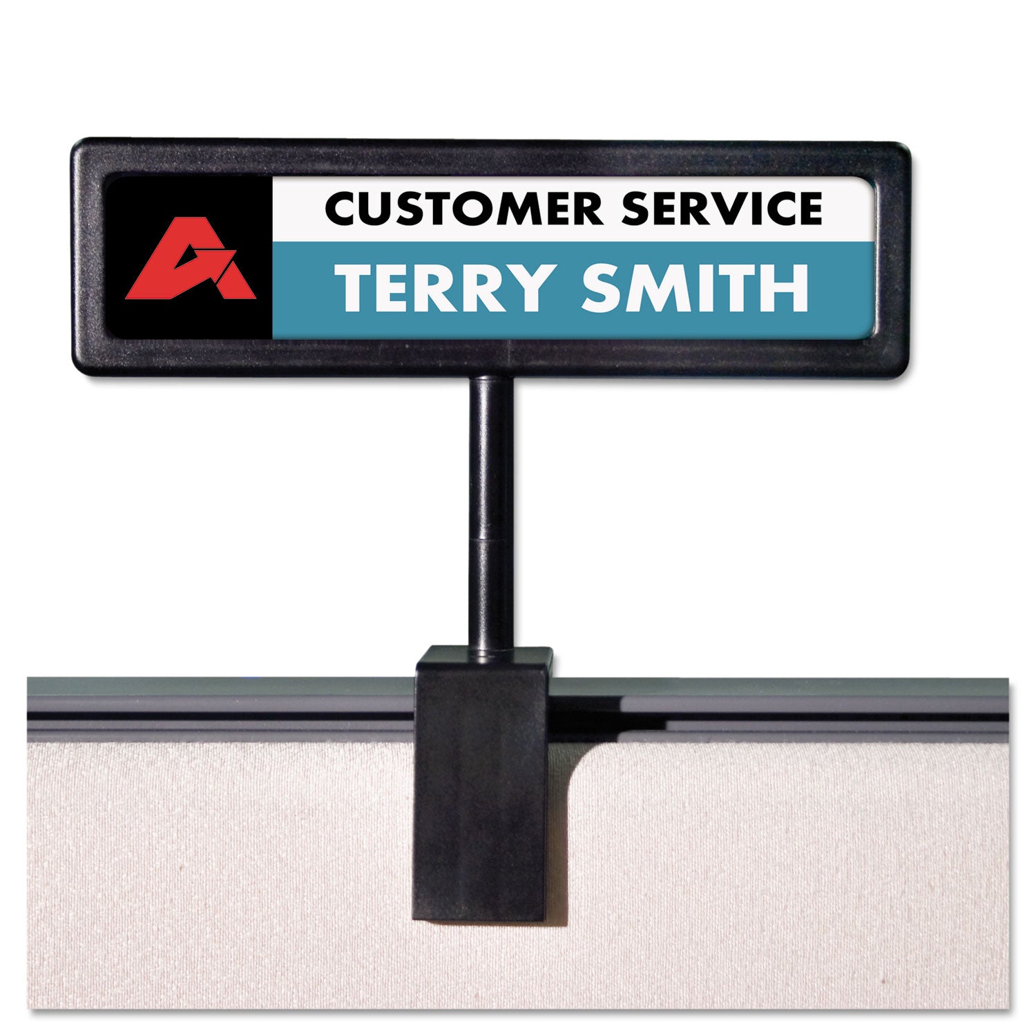 Advantus Black Plastic People Pointer Cubicle Sign - 8.5 x 2 Inches - Office Desk Organizer for Meetings & Workspace Visibility