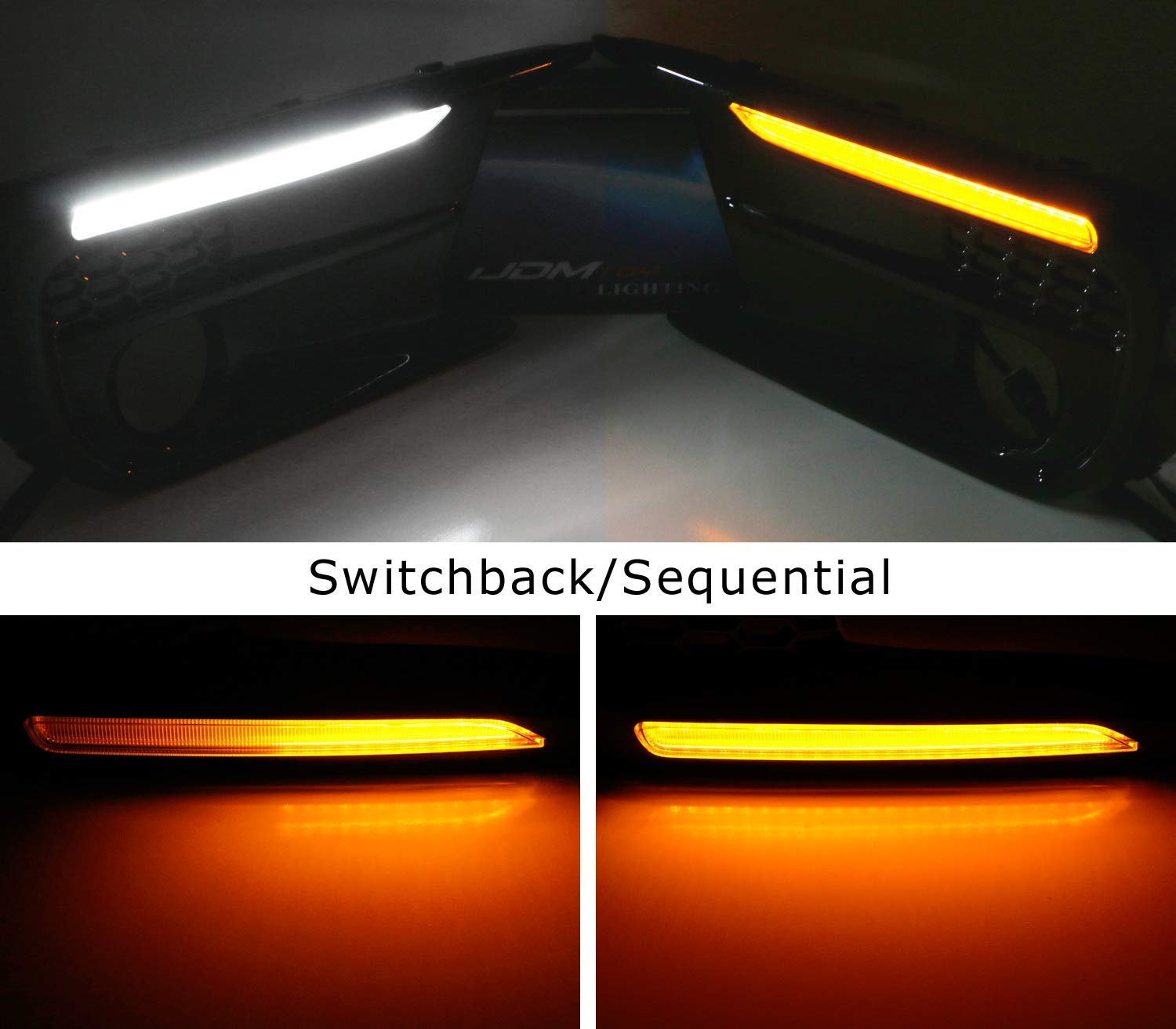 iJDMTOY White/Amber Dynamic Sequential LED Switchback Daytime Running Lights (DRL) - Non-Fog Version - Compatible with 2018-2021 Subaru WRX/WRX STI - Enhance Visibility & Style for Day & Night Driving