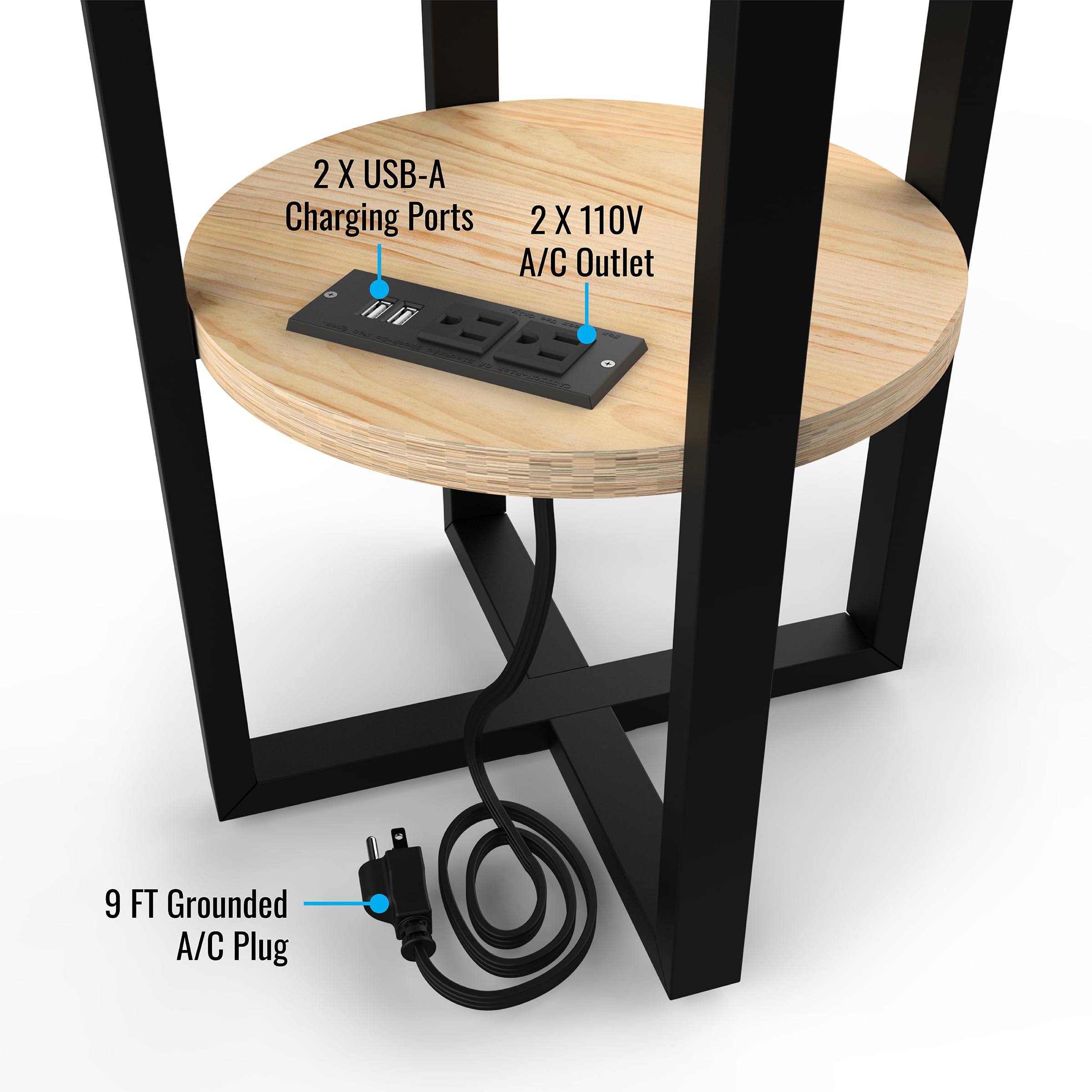 NFL Team Logo 18-Inch Side Table with Built-in USB Charger - Perfect for Living Room, Game Room, and Sports Fan Decor