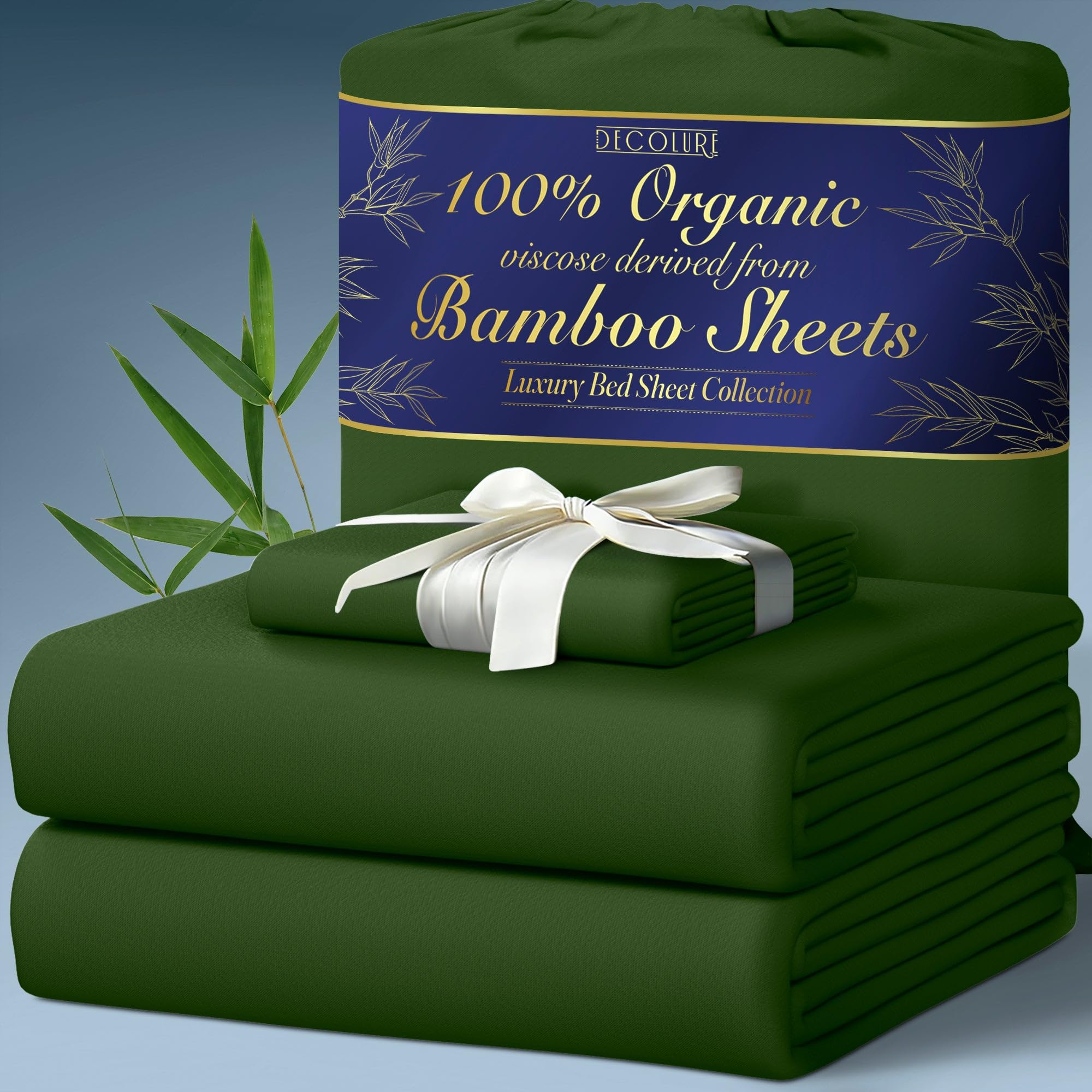 DECOLURE 100% Organic Bamboo Viscose Twin Sheet Set - 3-Piece Ultra Soft & Cooling Bed Sheets with 17