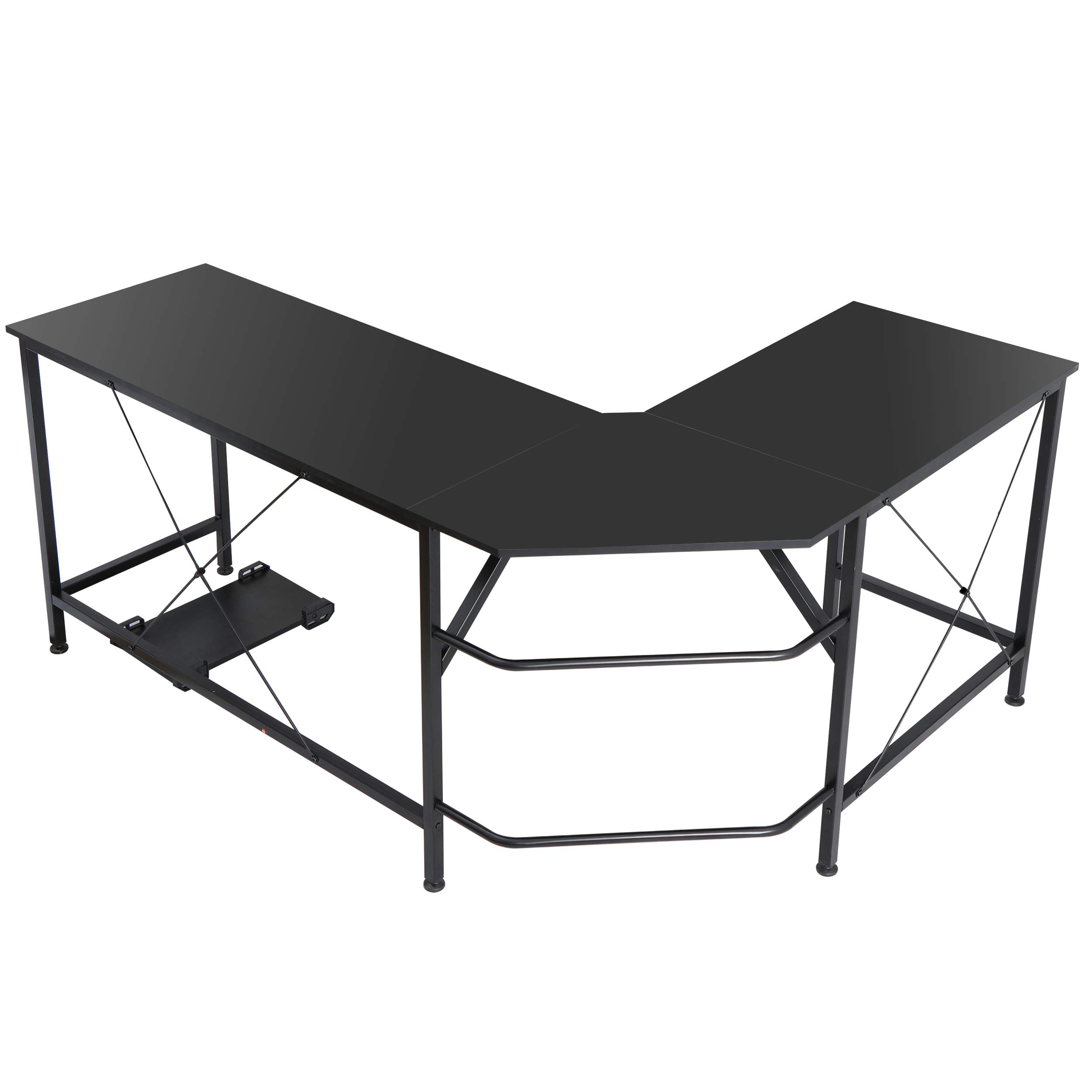 HomGarden L-Shaped Computer Desk - Modern Corner Workstation for PC & Laptop, Sturdy Wood Desktop with Metal Frame (Black) - Perfect for Home Office, Gaming & Study Spaces
