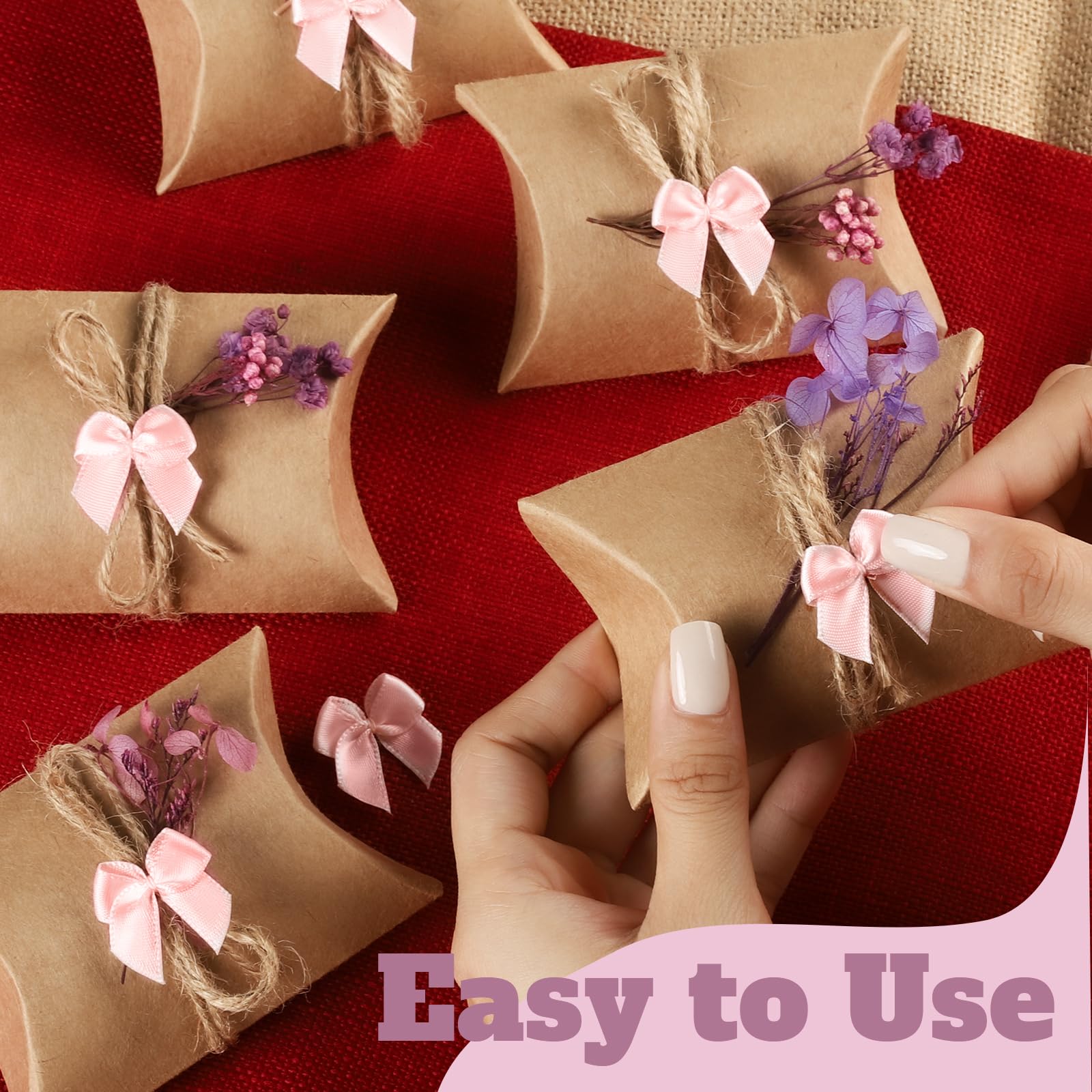 100 Pcs 1 Inch Mini Pink Satin Bows - Small Ribbon Bows for DIY Crafts, Sewing, Flower Arrangements, Bakery Wrapping & Party Decorations | Perfect for Wedding, Birthday, Baby Shower Decor & Gift Packaging