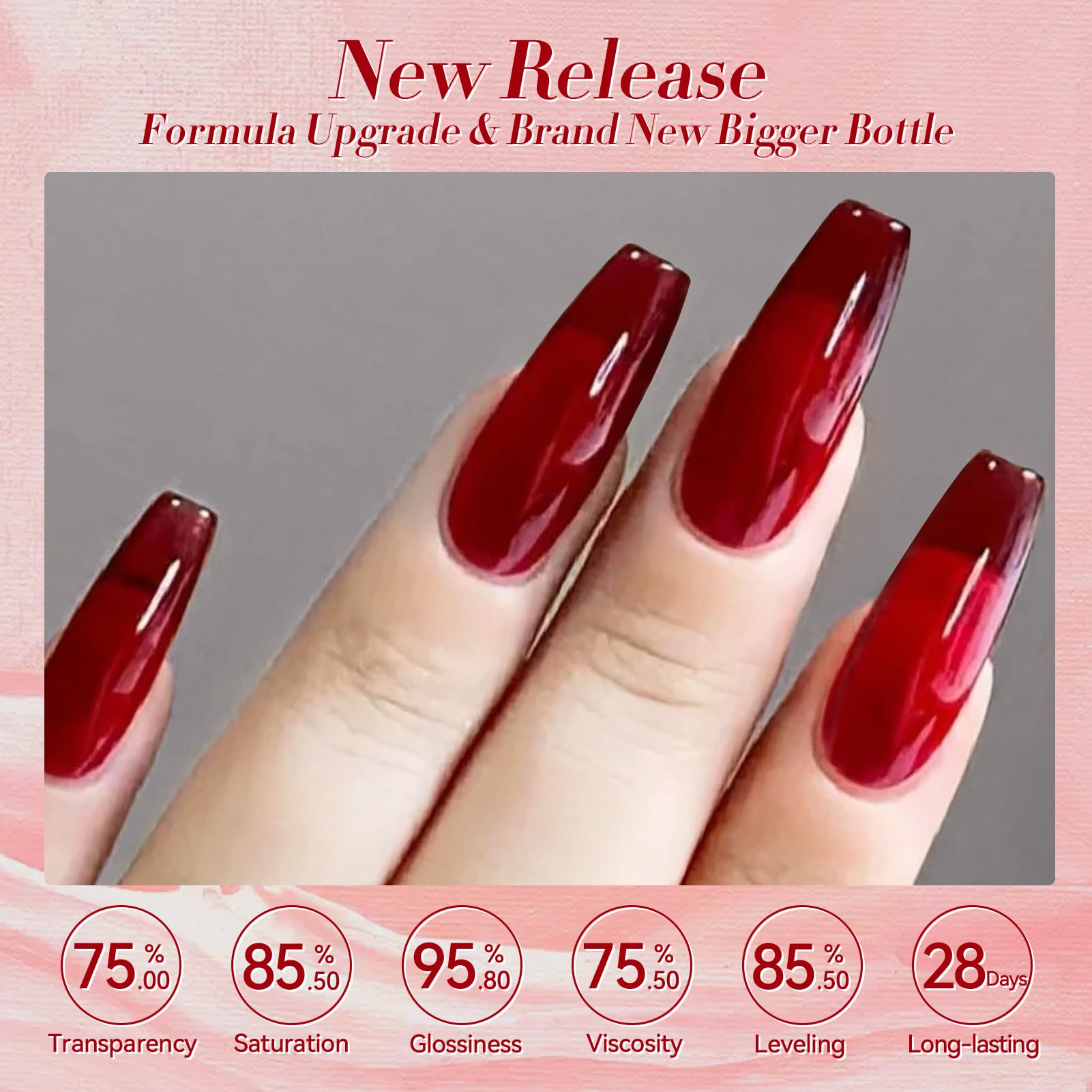 Born Pretty Jelly Burgundy Gel Polish - Christmas Red Nail Art for DIY