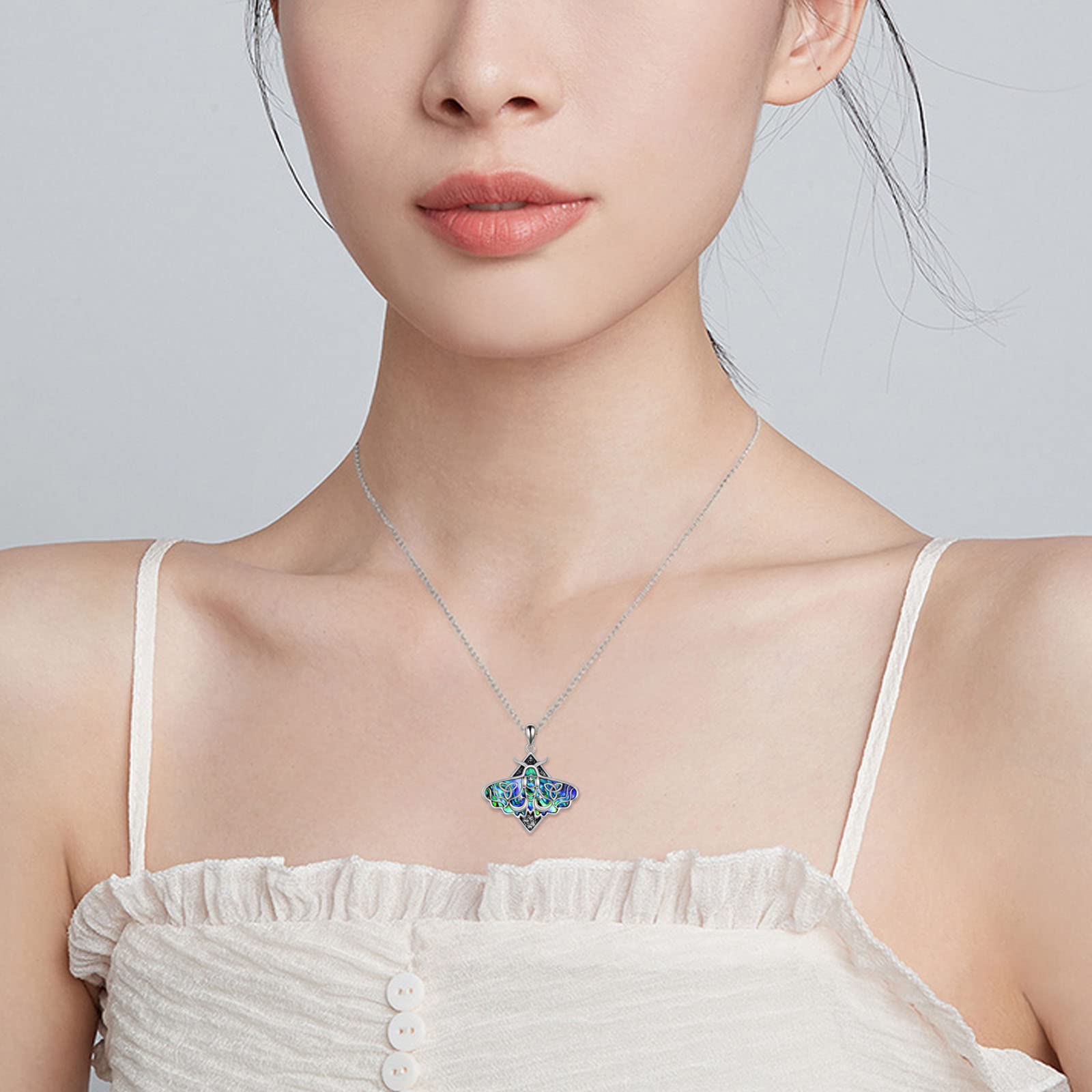 TIGER RIDER Gothic Moth Jewelry Set for Women - Sterling Silver Luna Moth Necklace & Earrings with Celtic Moon Charm - Perfect for Goth Fashion, Witchy Aesthetic & Unique Gifts for Women & Teen Girls