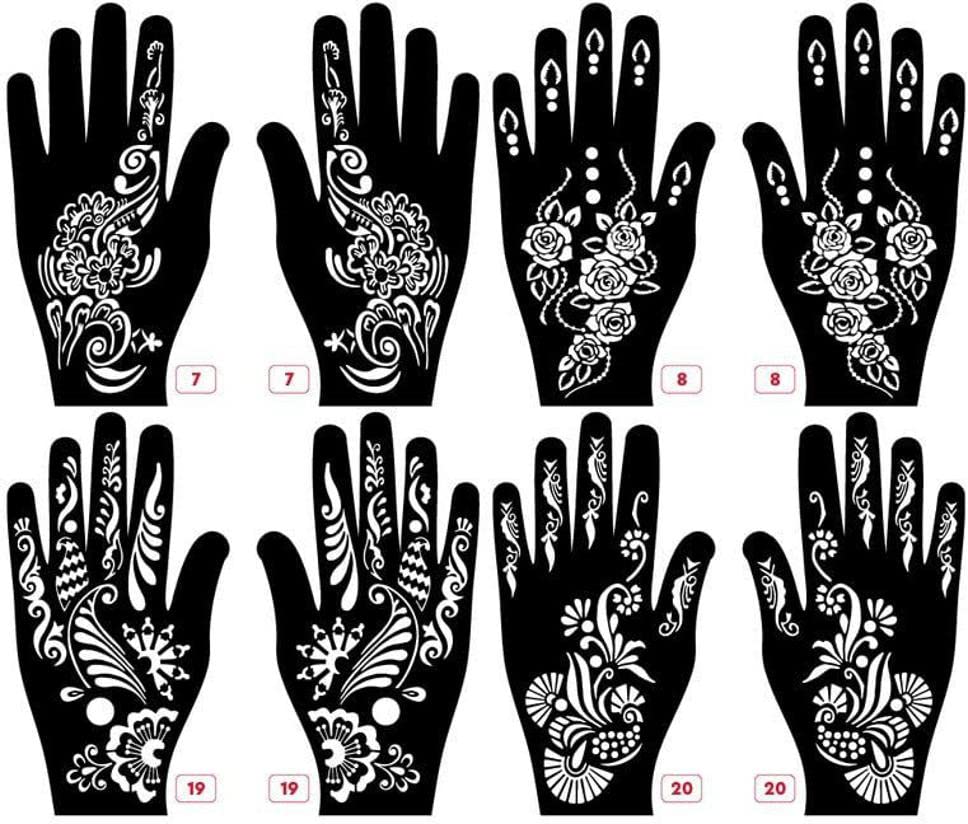 KICKWIX Latest Henna Tattoo Stencils for Women - Waterproof Temporary Hand Tattoo Kit with Floral Designs (Black) - Perfect for Festivals, Weddings & DIY Body Art