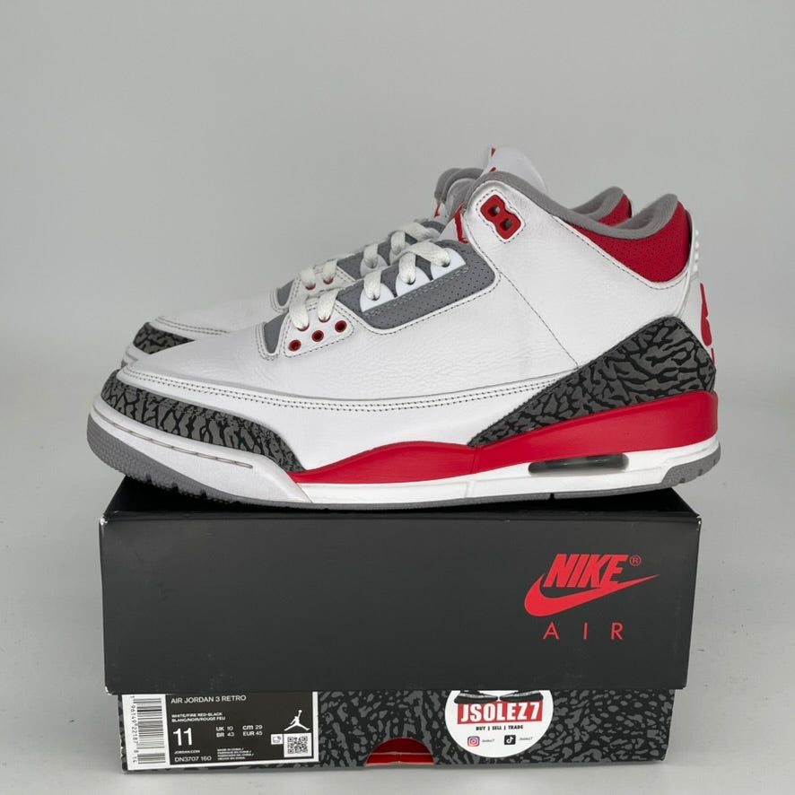 AIR JORDAN 3 Retro Fire Red Men's Basketball Shoes Size 11 - DN3707-160 | Authentic Nike Sneakers for Running, Training & Streetwear Fashion