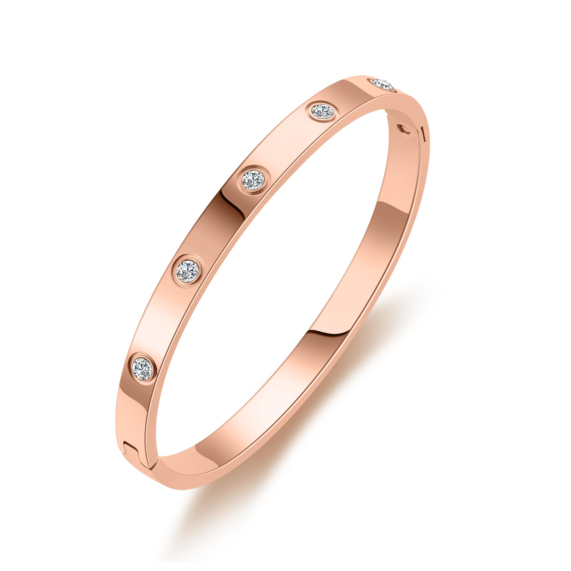 Elegant Gold Bracelets for Women - Friendship & Love Bangle Bracelet with Cubic Zirconia, Stainless Steel Jewelry - Perfect Birthday Gifts, Stocking Stuffers & Everyday Wear Accessories for Her
