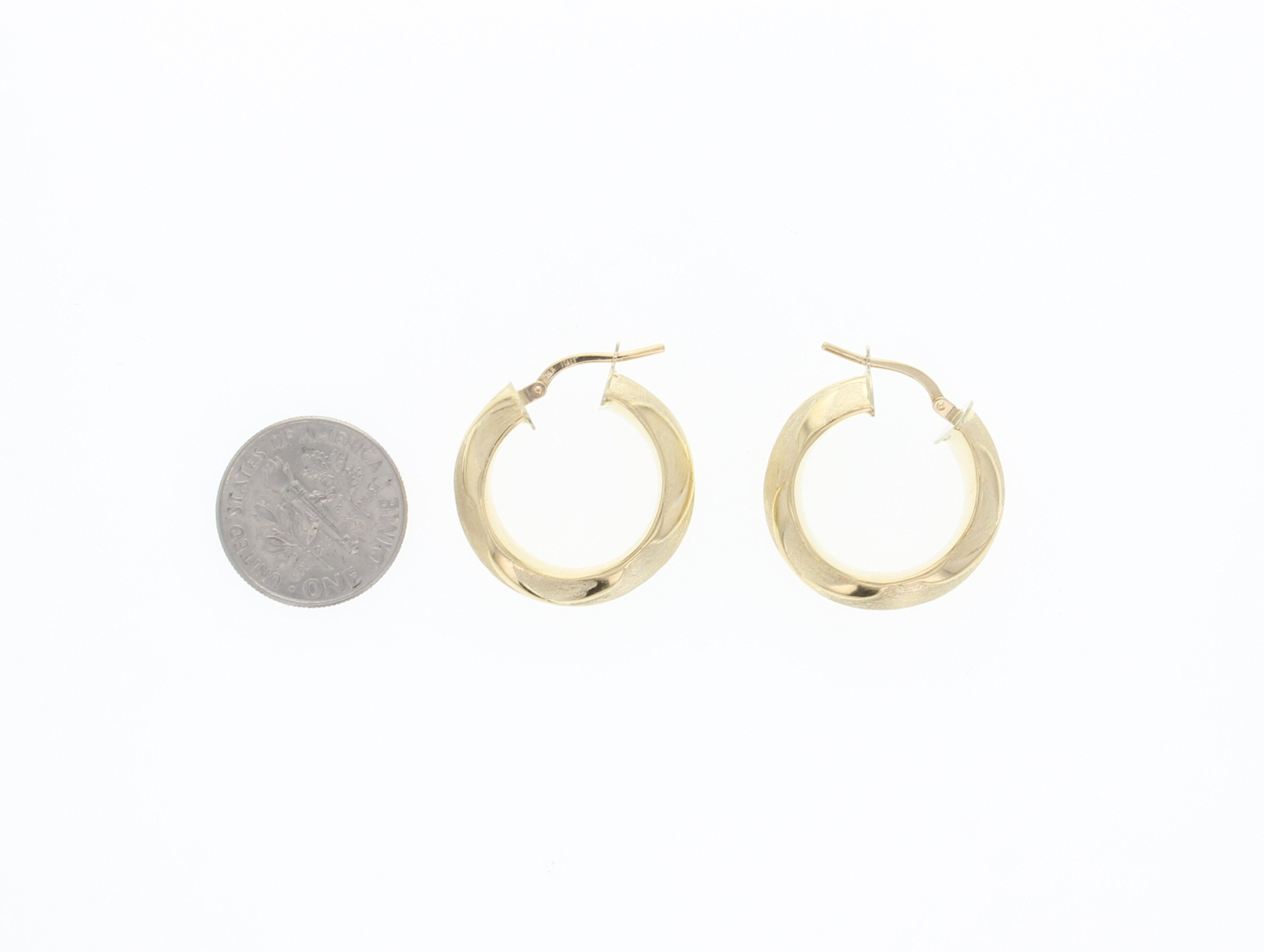 22MM Satin Finish 14k Yellow Gold Classic Hoop Earrings for Women - Elegant Everyday Wear & Special Occasions