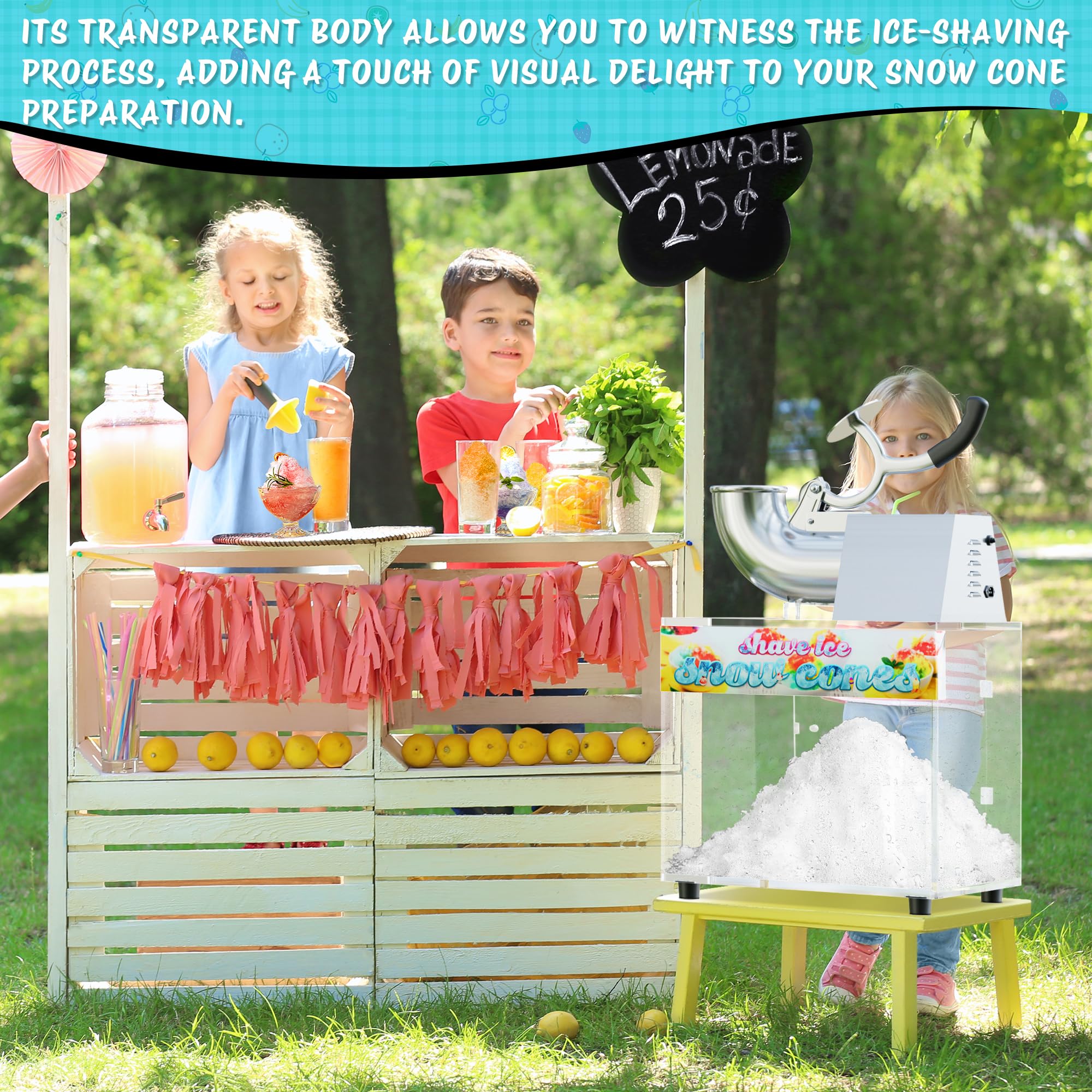 48L Commercial Snow Cone Machine - 500LB/H Electric Shaved Ice Maker with 300W Motor for Parties, Events & Family Gatherings - Perfect for Summer Treats, Carnival Snacks, and Backyard BBQ Entertainment