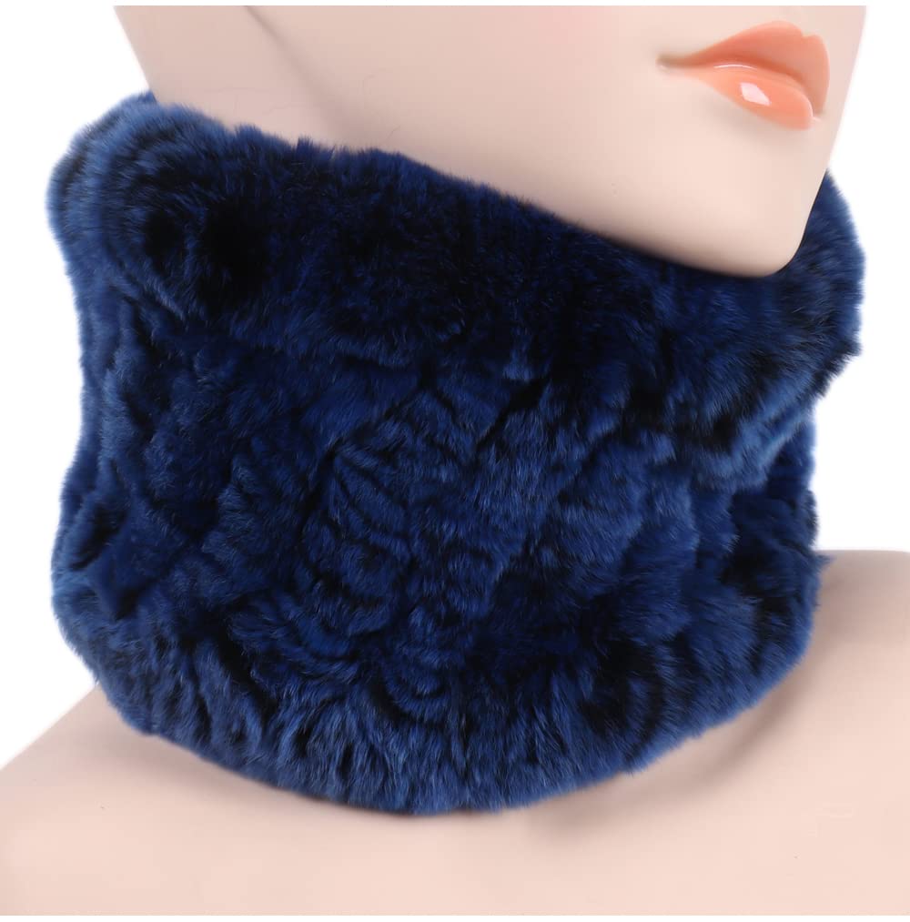 Valpeak Winter Fur Headband Scarf - Knit Elastic Headband & Neck Warmer for Women - Soft Fleece Muffler for Cold Weather (Blue) - Perfect for Skiing, Snowboarding & Outdoor Winter Activities