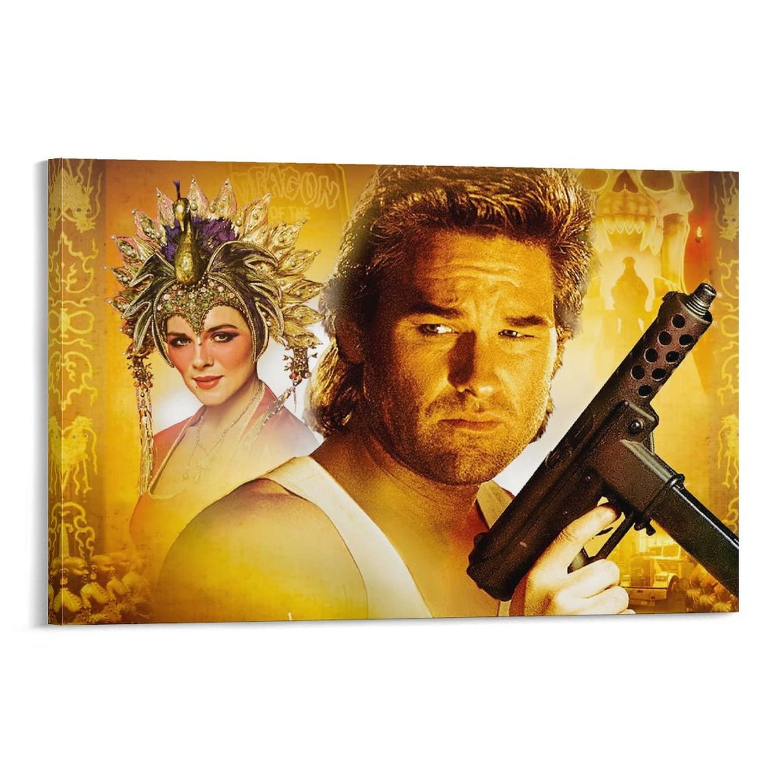 Vintage Big Trouble in Little China Movie Poster - Custom Canvas Wall Art 16x24 inches (40x60cm) - Retro Home Decor for Living Room, Bedroom & Office