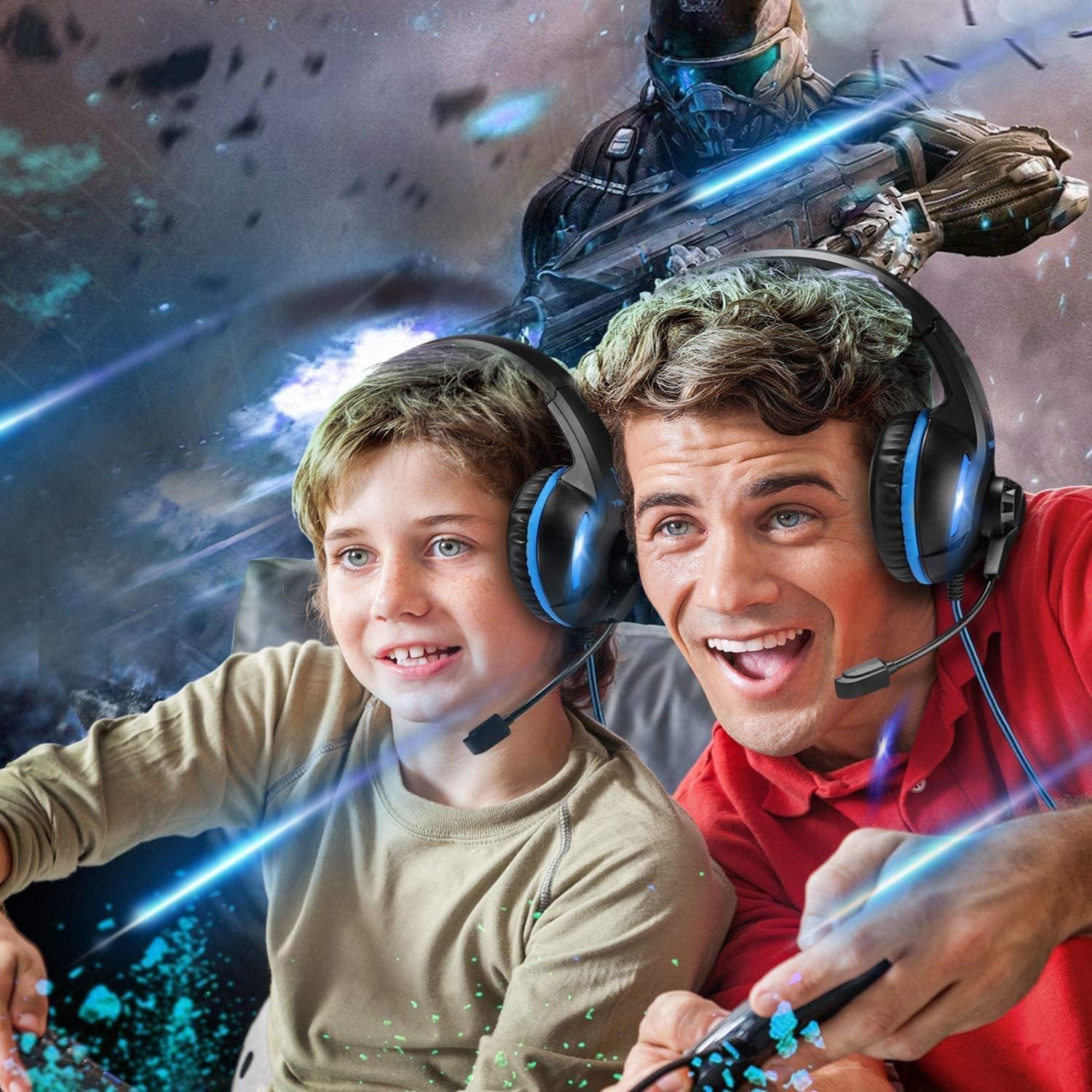Best Wired Gaming Headset for Nintendo Switch, PS4, PS5, Xbox One & PC - Over-Ear Headphones with Microphone, Bass Surround Sound, Volume Control & Noise Isolation (No LED Lights) - Perfect for Online Gaming, Streaming & Virtual Meetings