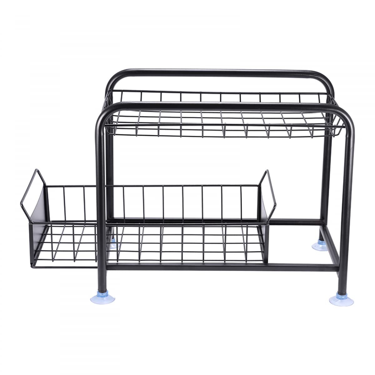 2-Tier Carbon Steel Spice Rack Organizer - Rust-Resistant Kitchen & Bathroom Storage for Spices, Shampoo, Body Wash - Perfect for Countertop, Pantry & Shower Organization