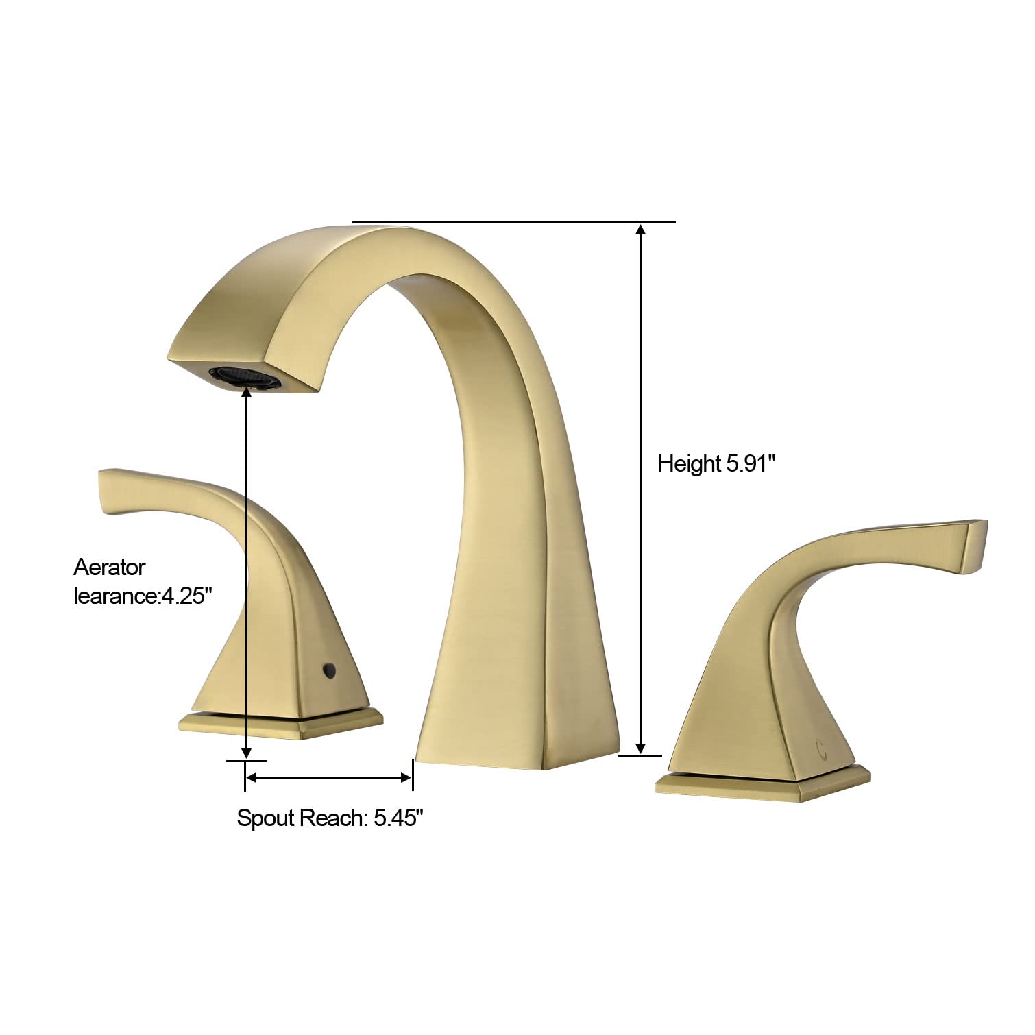 Brushed Gold Widespread Bathroom Faucet - 8 Inch 2-Handle Brass Sink Faucet for 3-Hole Lavatory with Pop-Up Drain & Supply Hoses | Perfect for Modern Bathroom Vanities & Guest Baths