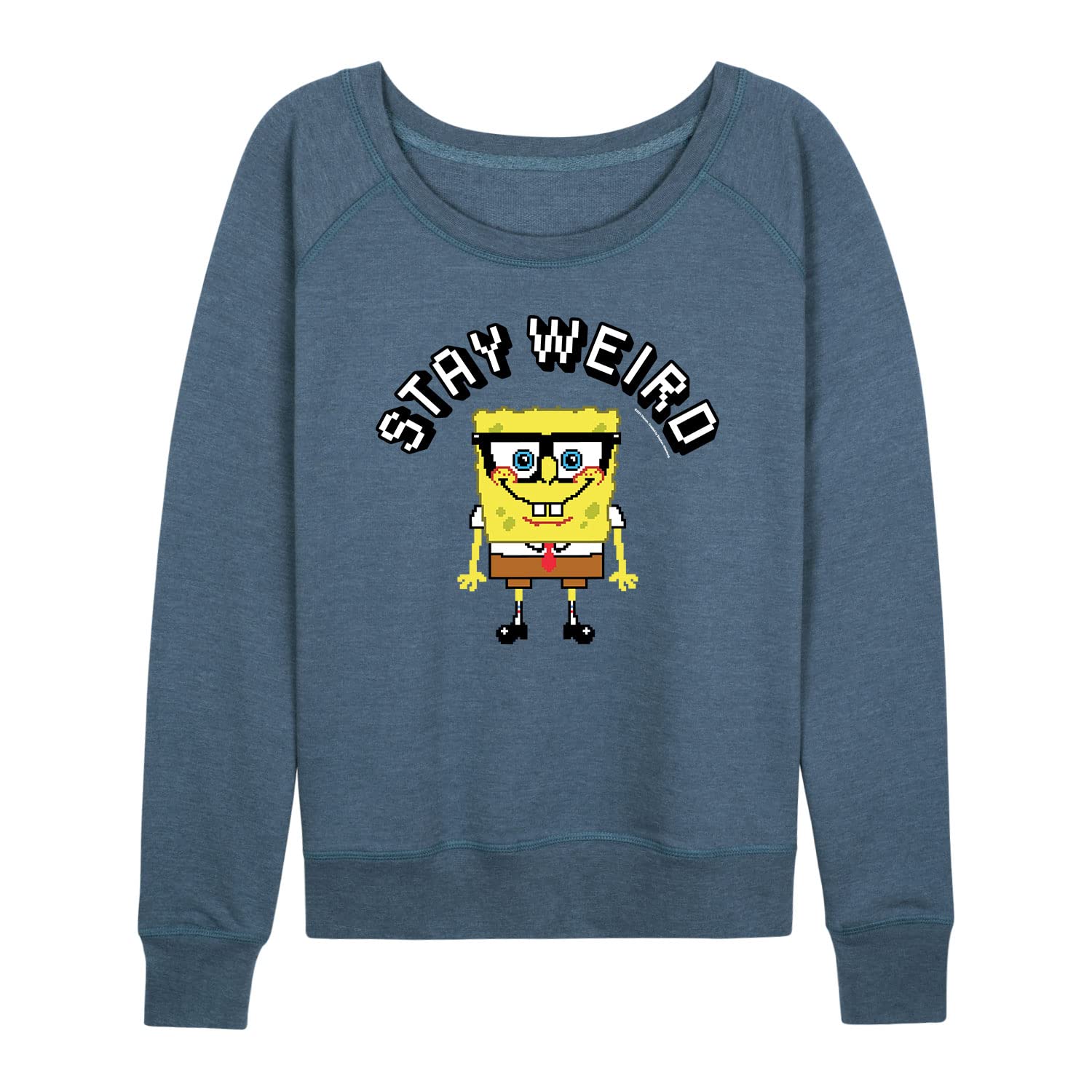 SpongeBob SquarePants Stay Weird Women's Lightweight French Terry Pullover Hoodie | Cartoon Character Sweatshirt | Casual Lounge Wear & Street Style Fashion