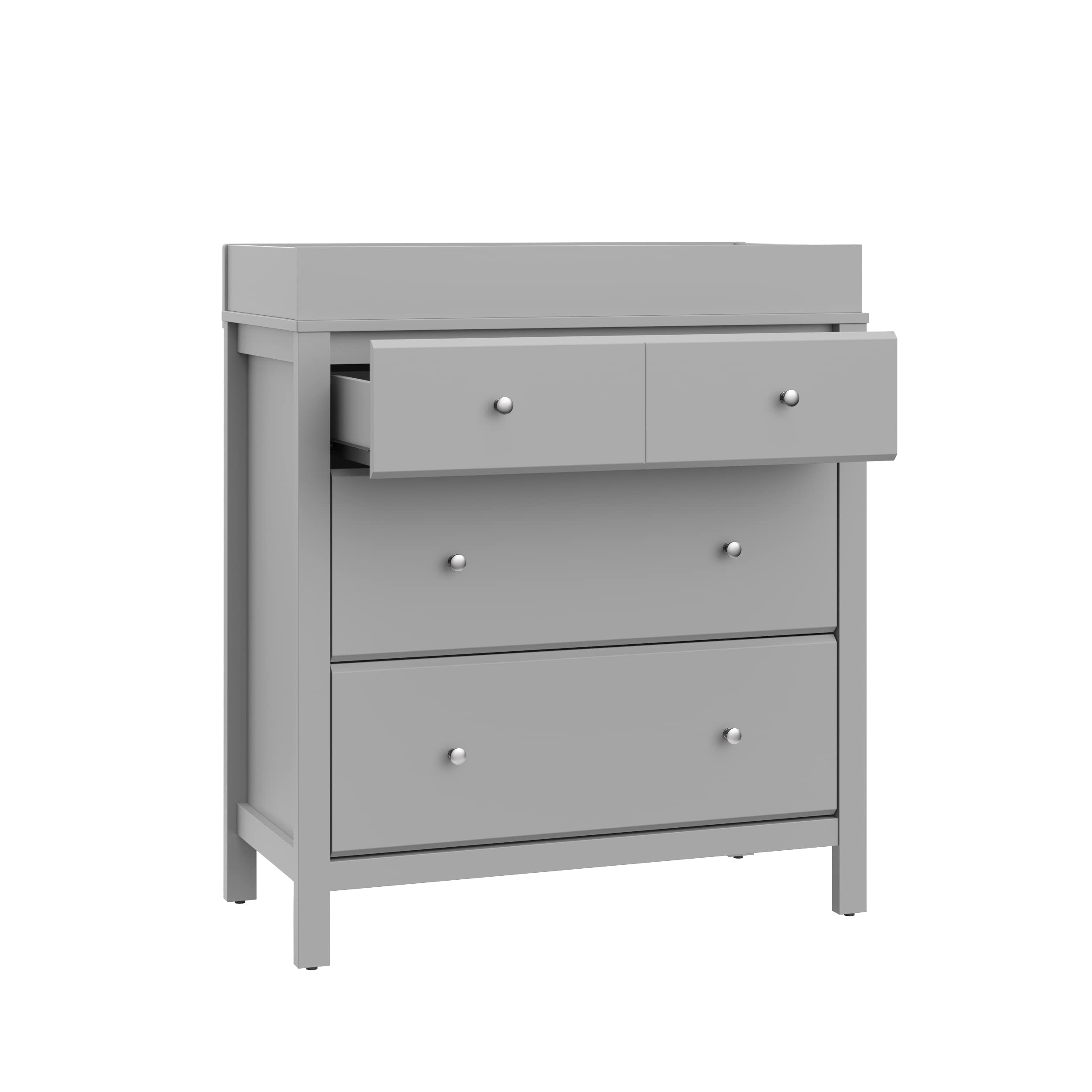 Storkcraft Horizon 3-Drawer Nursery Dresser with Changing Table Topper - Pebble Gray | GREENGUARD Gold Certified Baby Furniture | Removable Changing Pad for Nursery & Kids Bedroom | Perfect for Diaper Changes & Baby Clothes Storage