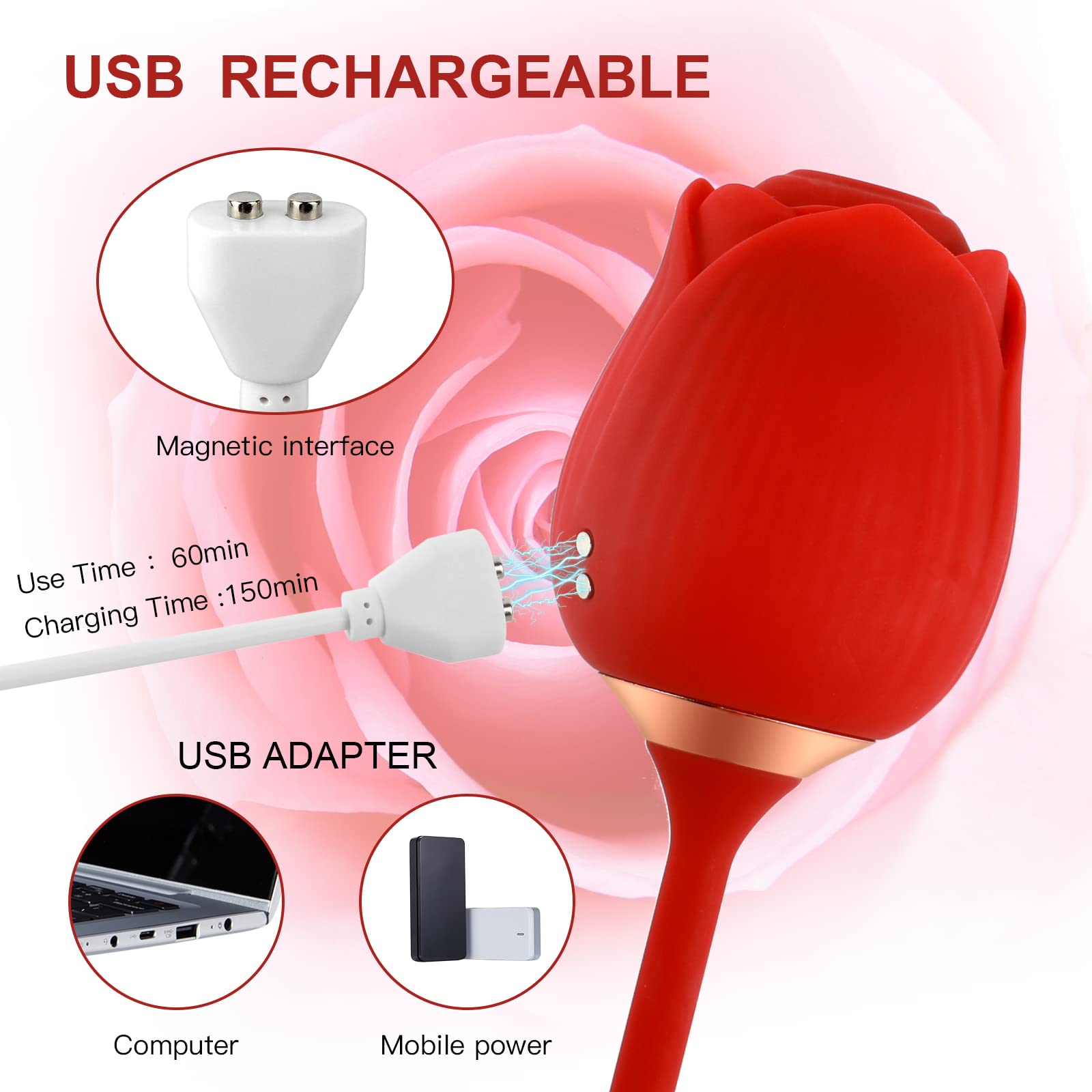 Premium Rose Sex Toy for Women - 10-Speed Thrusting G-Spot & Clitoral Stimulator, Upgraded Adult Toy for Couples Pleasure - Perfect for Solo Play & Romantic Nights