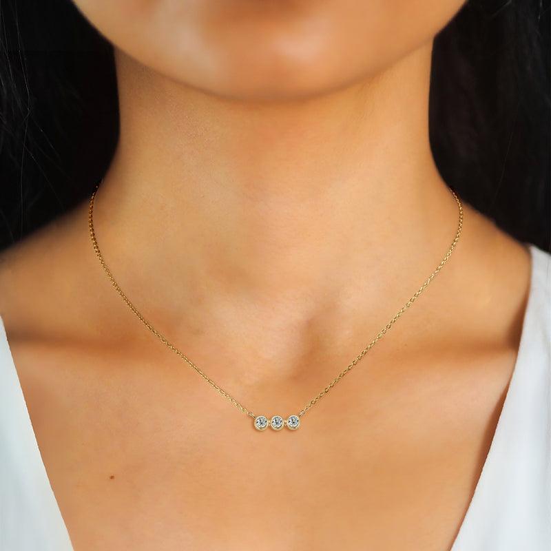 Triple Blessings Premium Moissanite Pendant Necklace - Elegant Jewelry Gift for Women, Bridesmaids & Special Occasions | Perfect for Weddings, Anniversaries & Birthday Celebrations