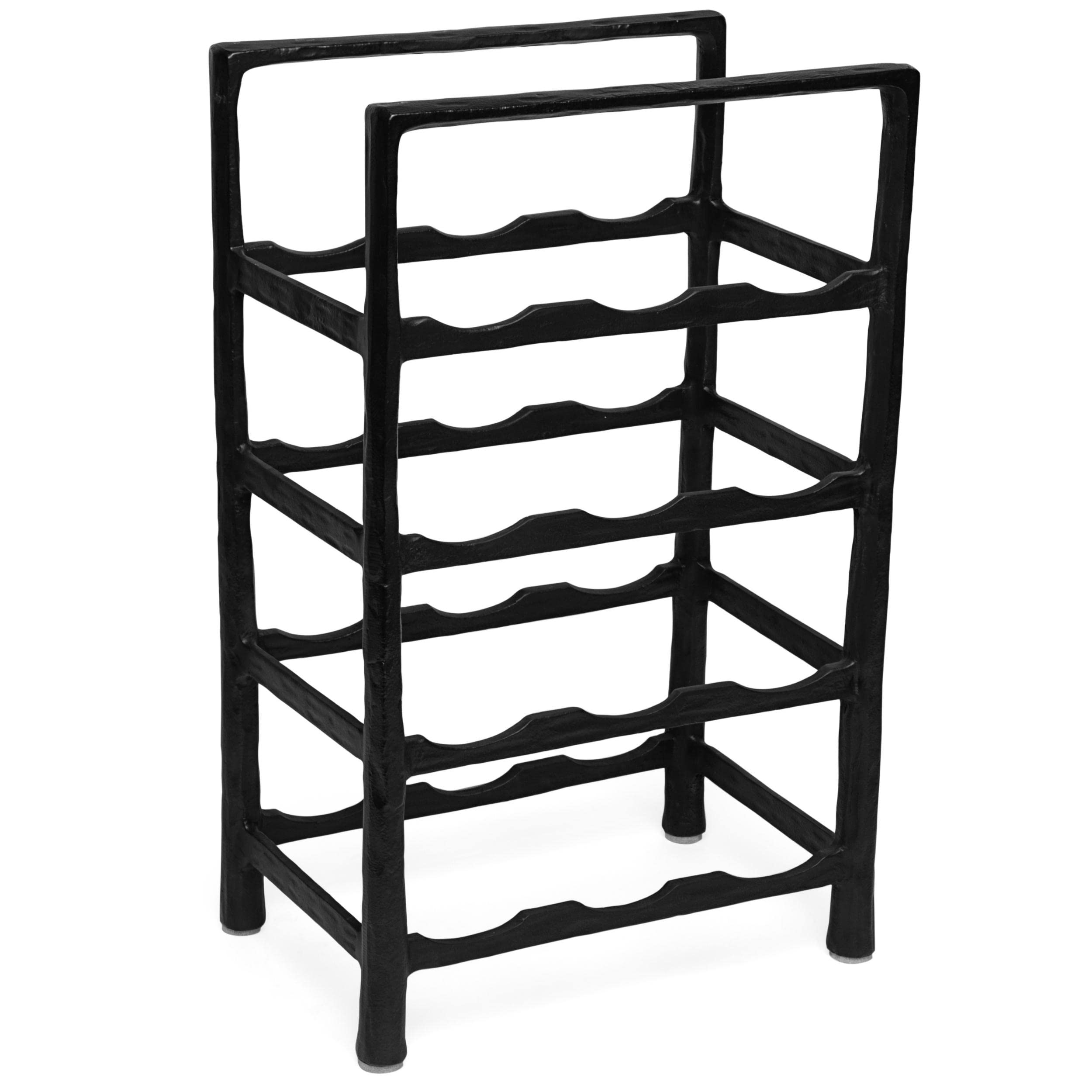 BIRDROCK HOME 12 Bottle Wine Rack - Sturdy Black Forged Metal Free Standing Wine Holder - Vertical Storage Cabinet for Kitchen Countertop, Bar, Dining Room & Home Decor