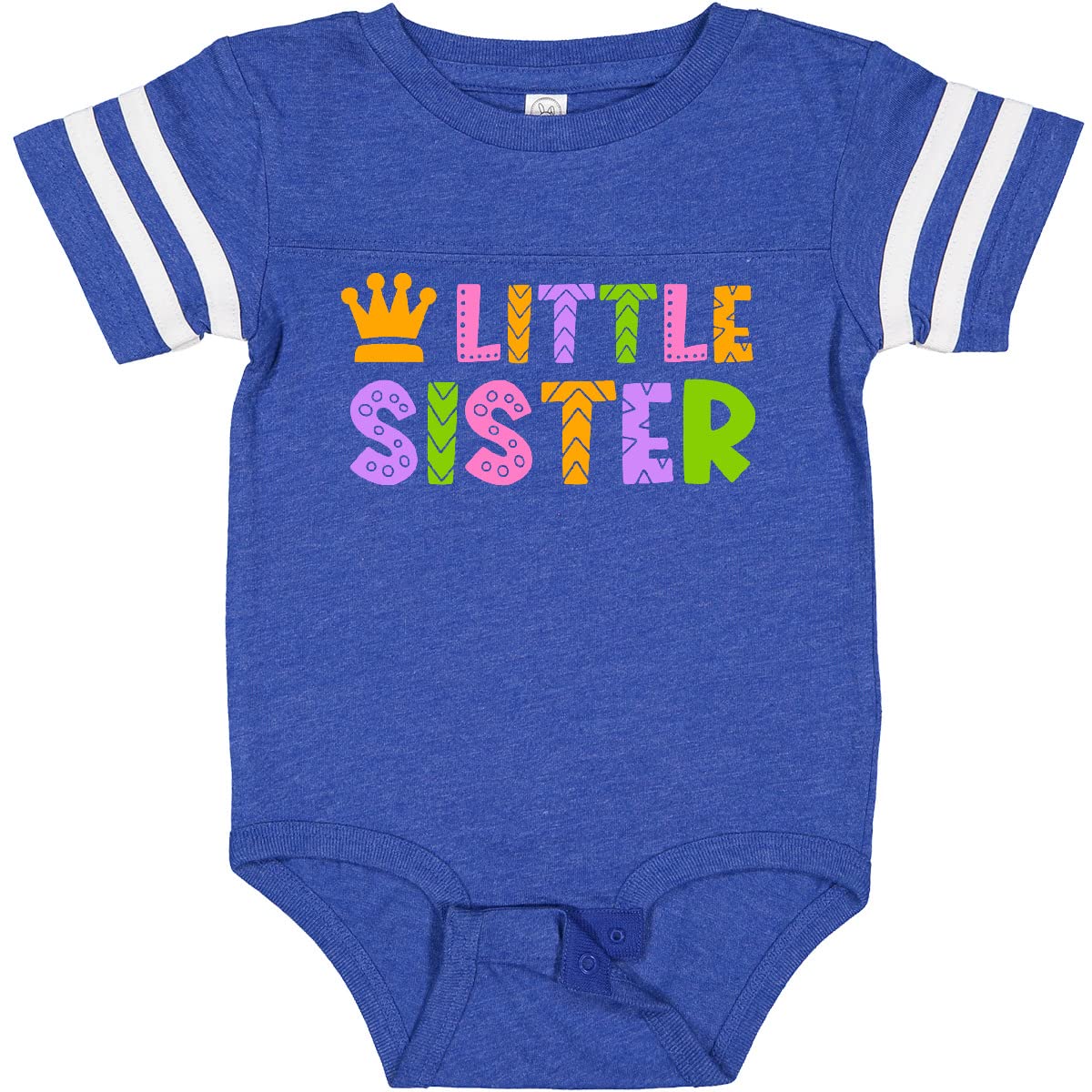 Inktastic Baby Little Sister with Crown Baby Bodysuit - Cute Cotton Onesie for Newborn Girls - Perfect for Sibling Photos, Birthday Gifts & Family Matching Outfits