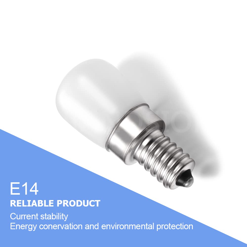 Ruiandsion E14 LED Bulb 110V 1.6W Energy Saving Light Bulbs - Warm White (2 Pack) - Low Heat LED Bulb for Refrigerator, Oven Hood, Sewing Machine, Cabinet & Small Appliances