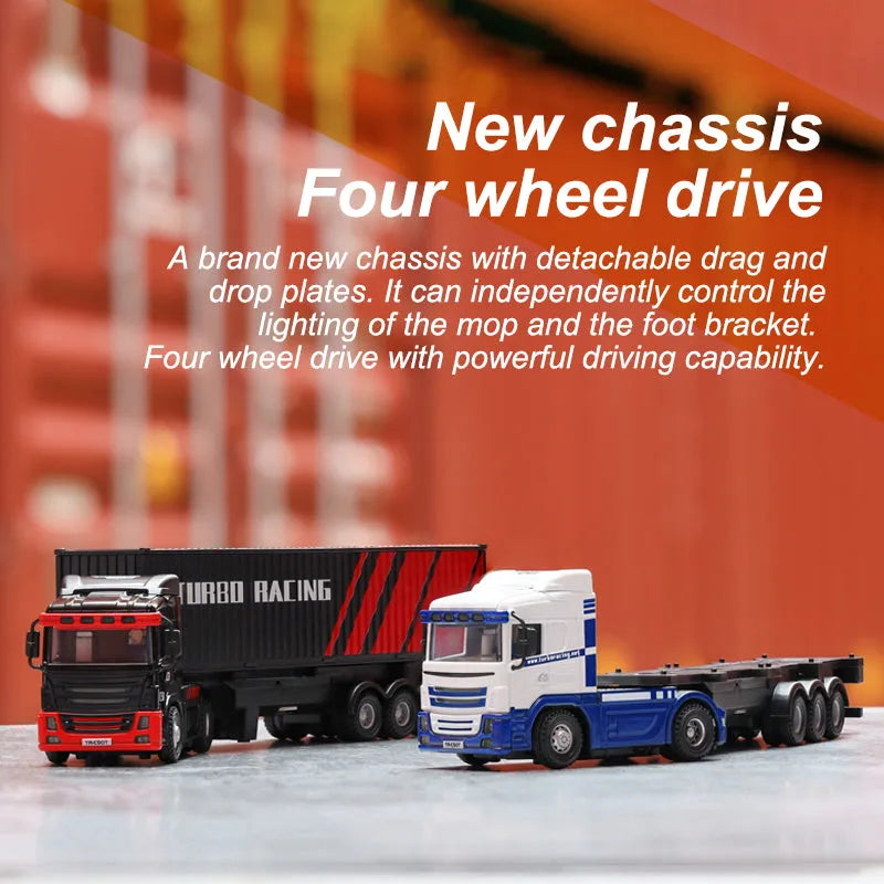 Turbo Racing 1:76 Scale C50 RC Semi Truck Trailer with Remote Control - Perfect for Kids, Collectors & Indoor Racing Fun