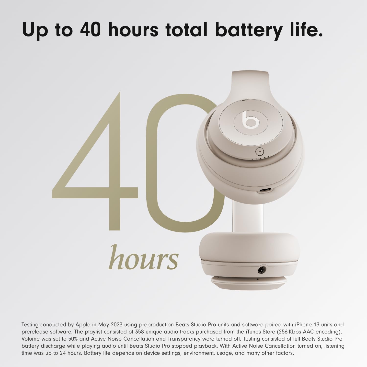 Beats Studio Pro Wireless Bluetooth Noise Cancelling Headphones with Personalized Spatial Audio | USB-C Lossless Sound | 40-Hour Battery | Compatible with Apple & Android (Sandstone) - Perfect for Travel, Workouts & Home Entertainment