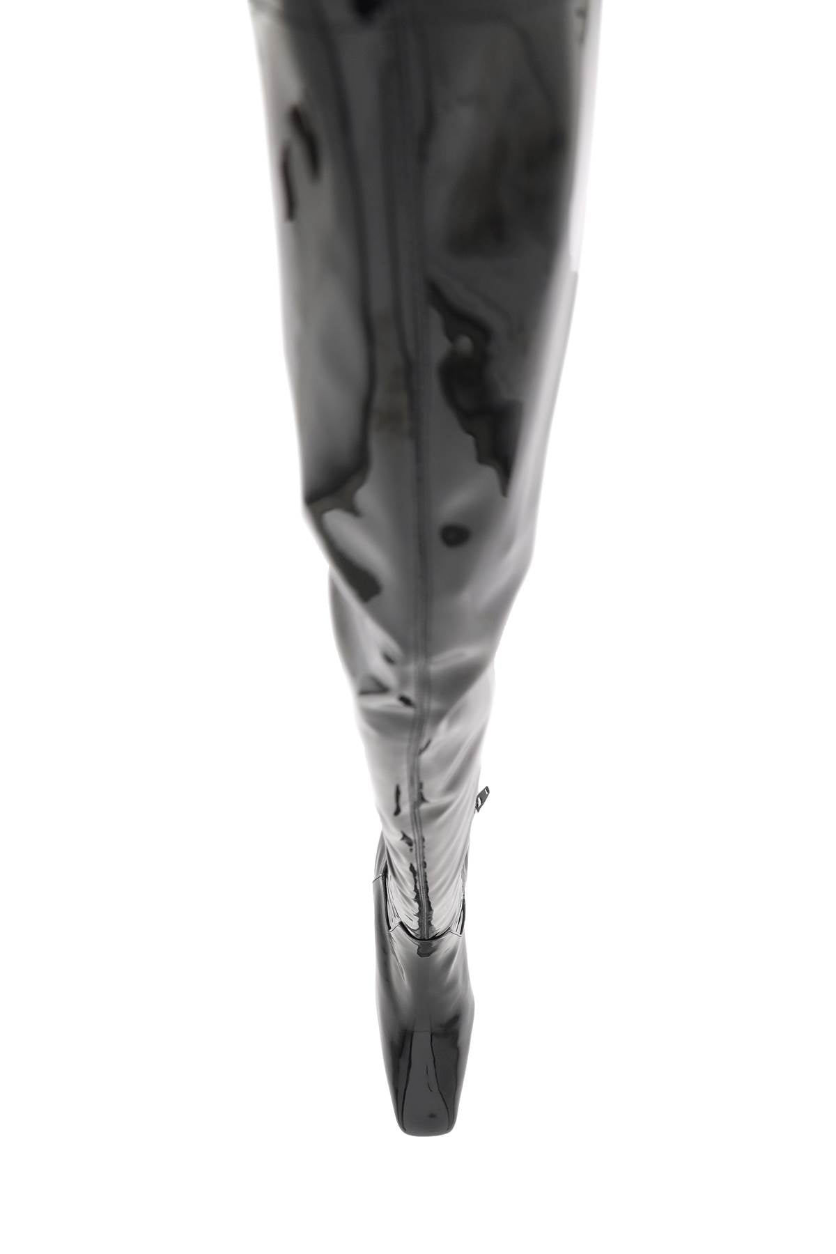 Coperni Stretch Patent Faux Leather Thigh High Boots - Stylish & Comfortable for Women, Perfect for Parties, Night Out & Fashion Events