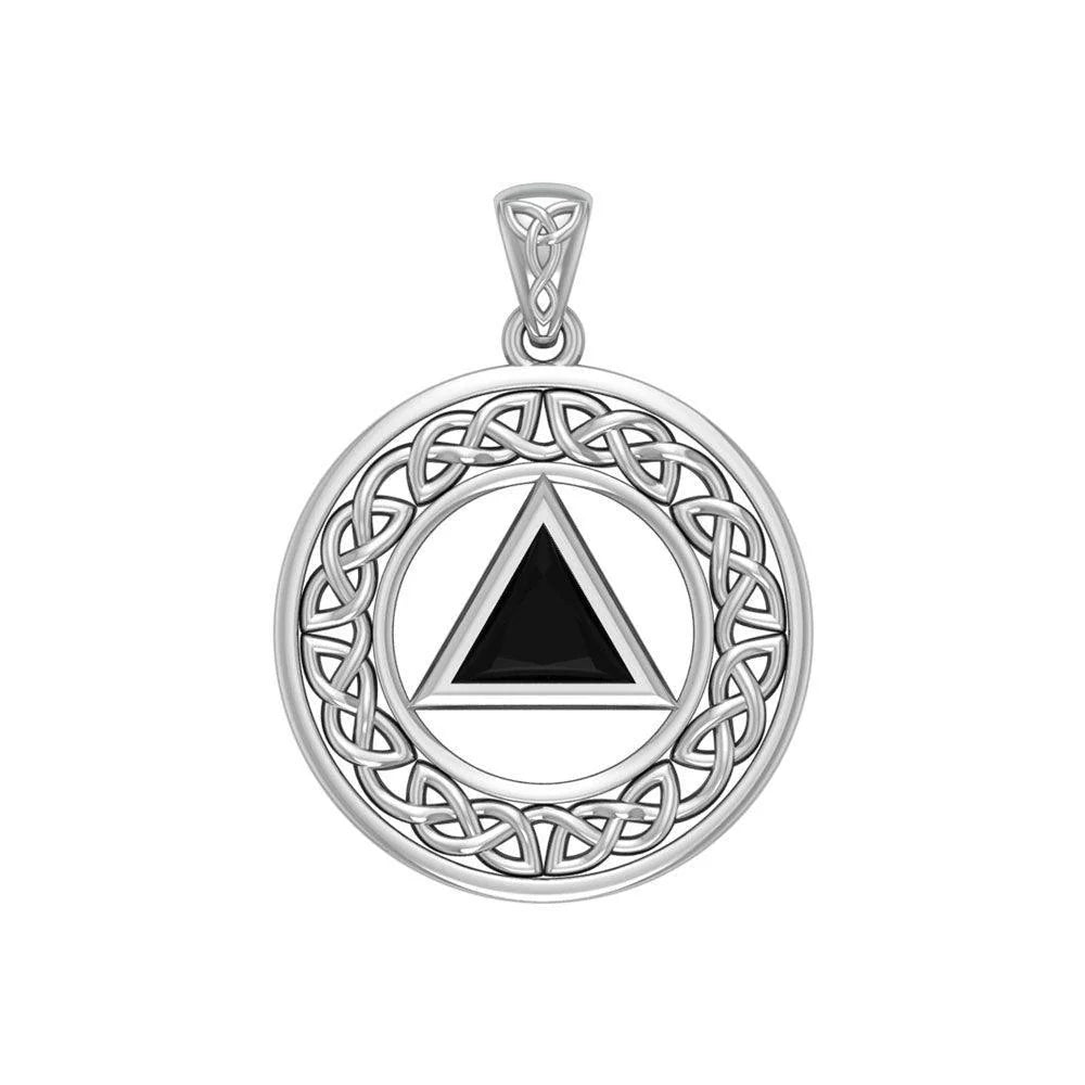 Celtic Sterling Silver AA Recovery Pendant - 925 Silver Sobriety Jewelry for Alcoholics Anonymous - Perfect for 12-Step Meetings & Addiction Recovery Support