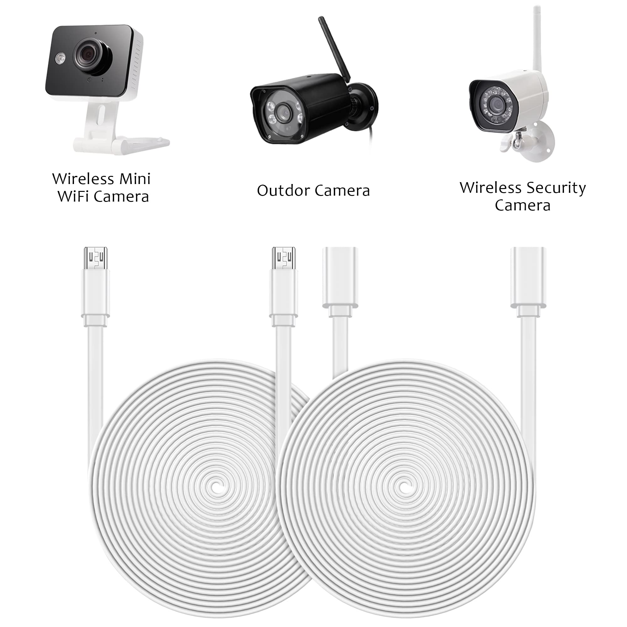 Sumind 4-Pack 10ft Micro USB Extension Cable - for Wireless Security Cameras & Charging