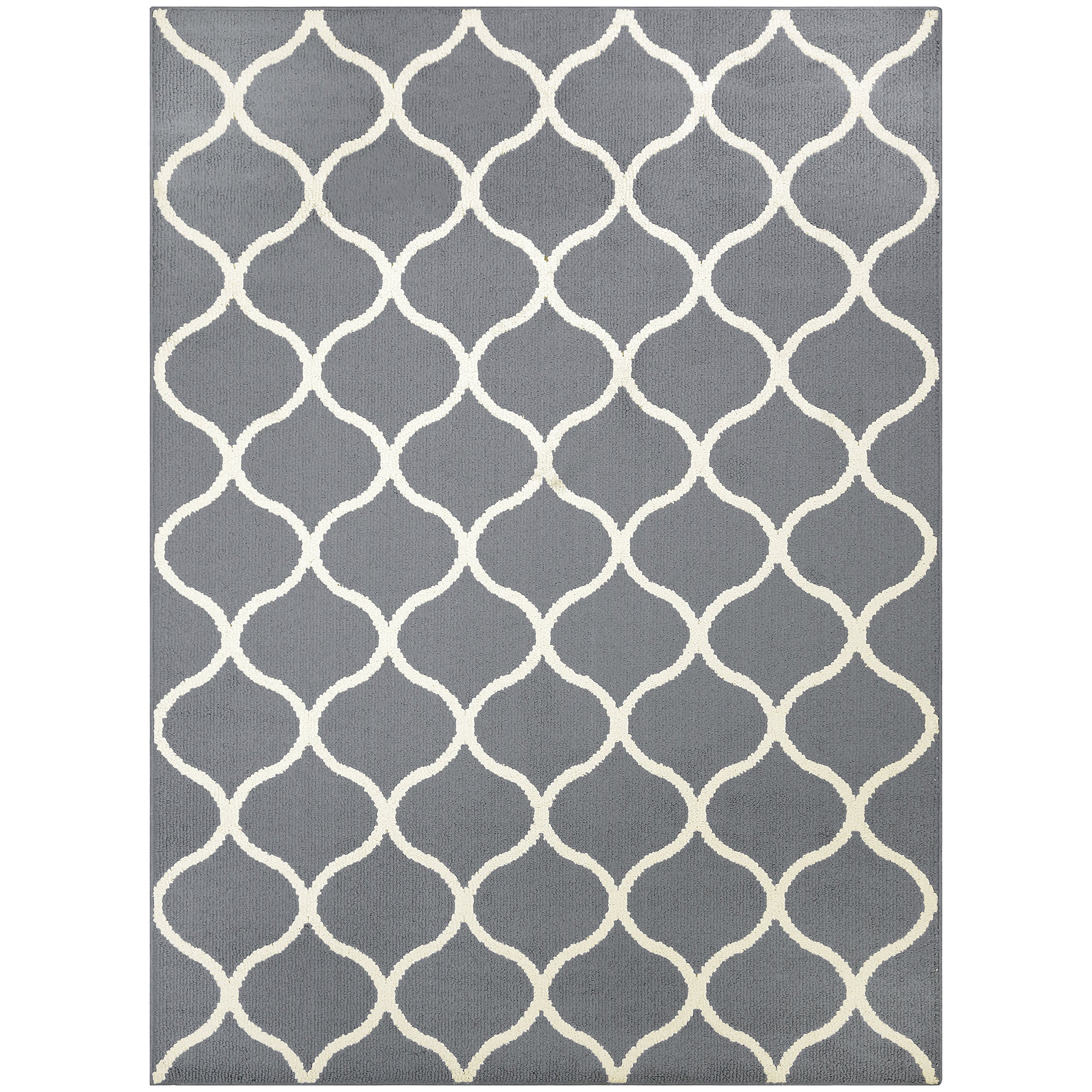 Maples Rugs Rebecca Modern 5x7 Area Rug - Soft Grey & White Contemporary Design for Living Room, Bedroom & Office - Handmade in USA - Perfect for Home Decor, Cozy Spaces & High-Traffic Areas