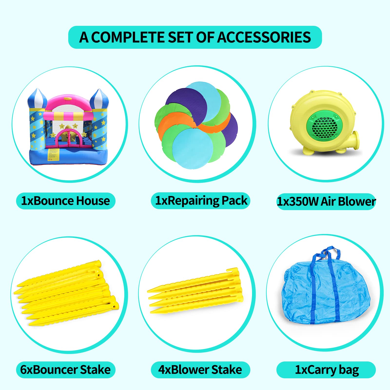 Doctor Dolphin Inflatable Bounce House for Kids - Toddler Play Center with Air Blower Pump - Perfect for Birthday Parties, Backyard Playdates & Indoor Entertainment